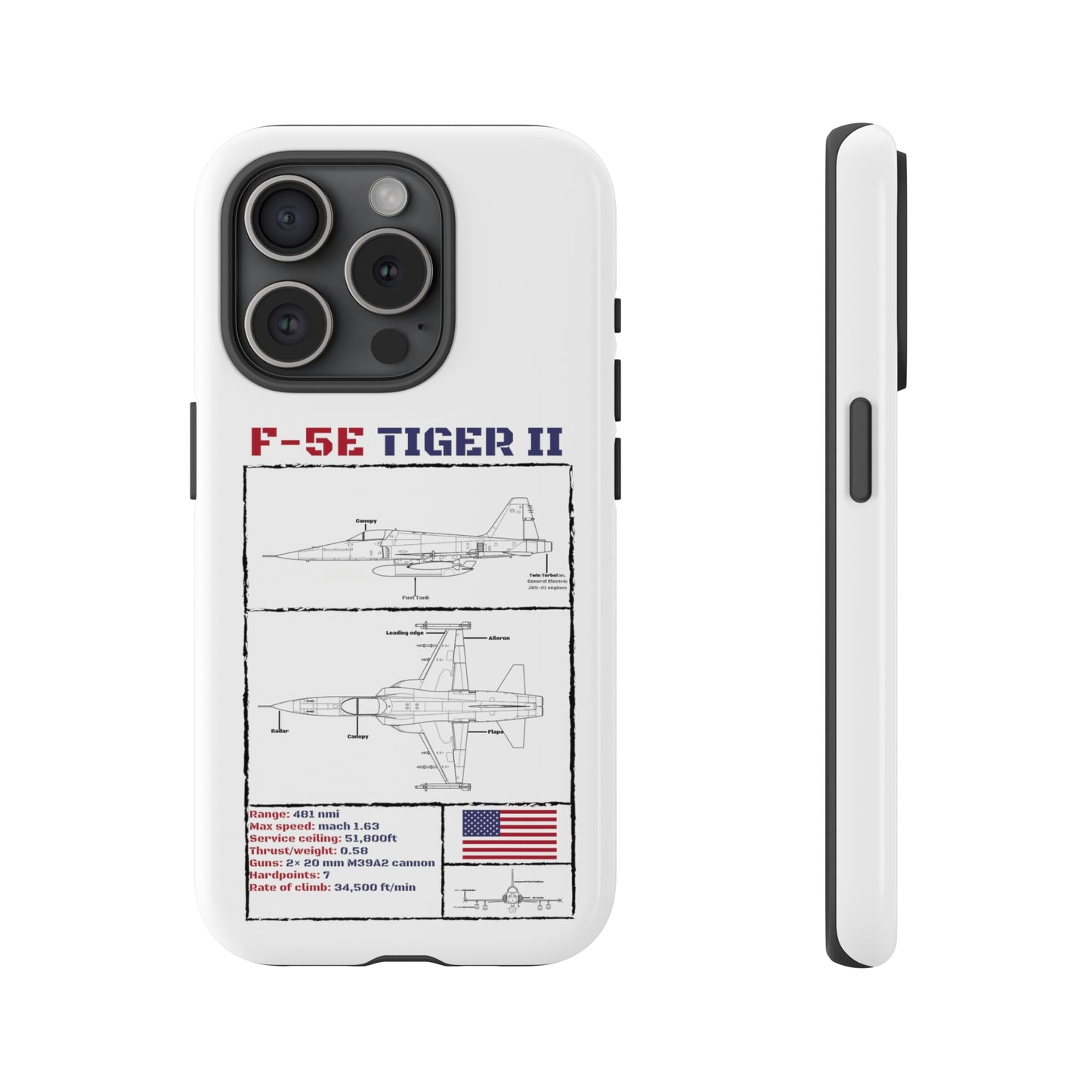 F-5E Schematic Durable Phone Case (USAF colour-ways)