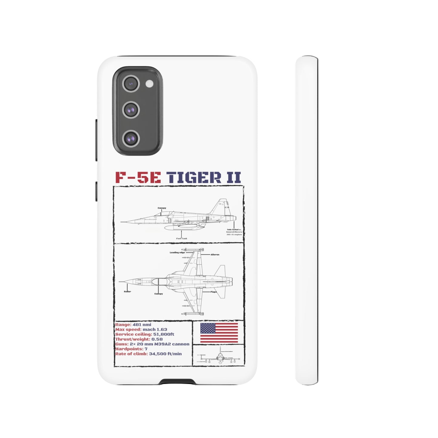 F-5E Schematic Durable Phone Case (USAF colour-ways)