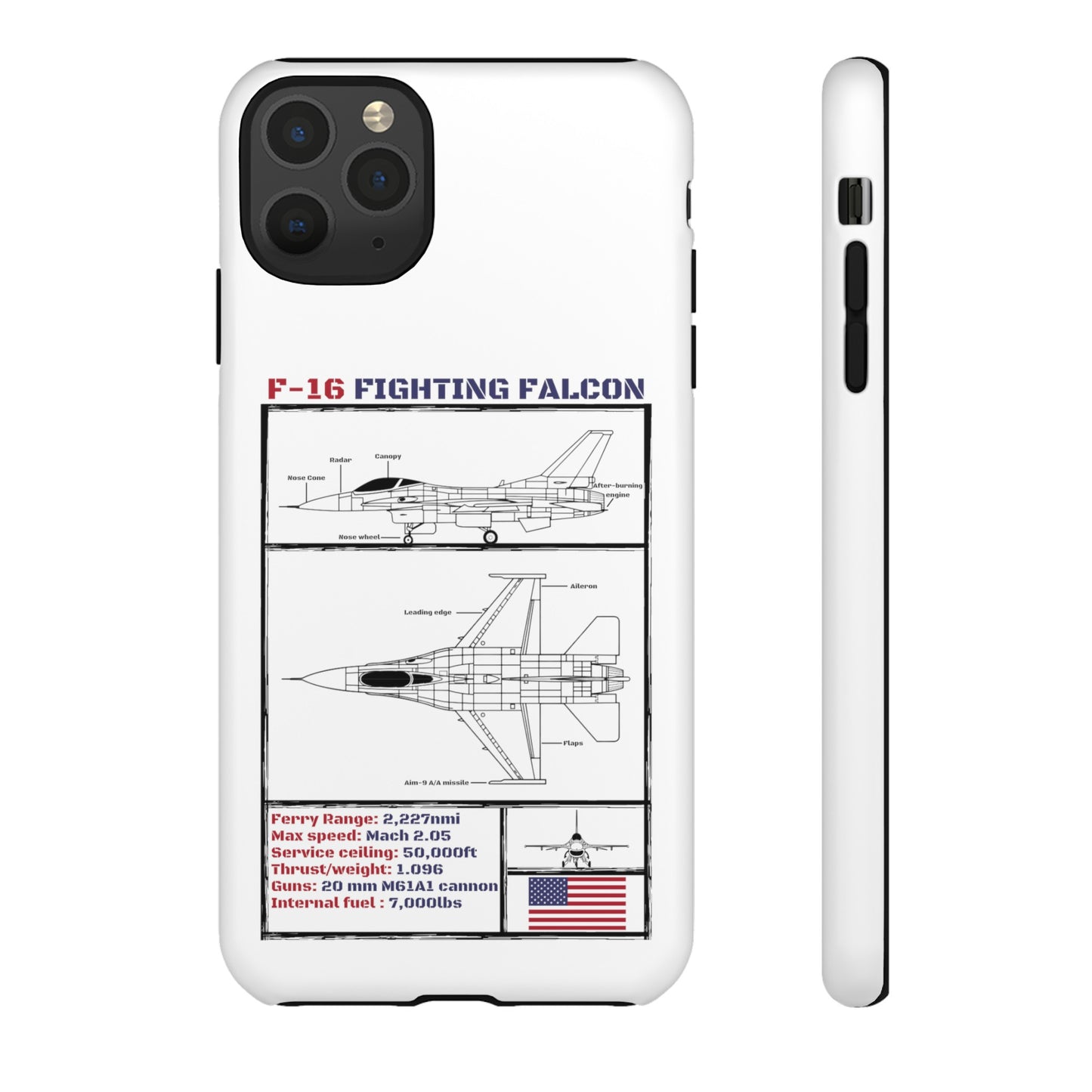 F-16 Schematic rigid Phone Case (USAF colour-ways)