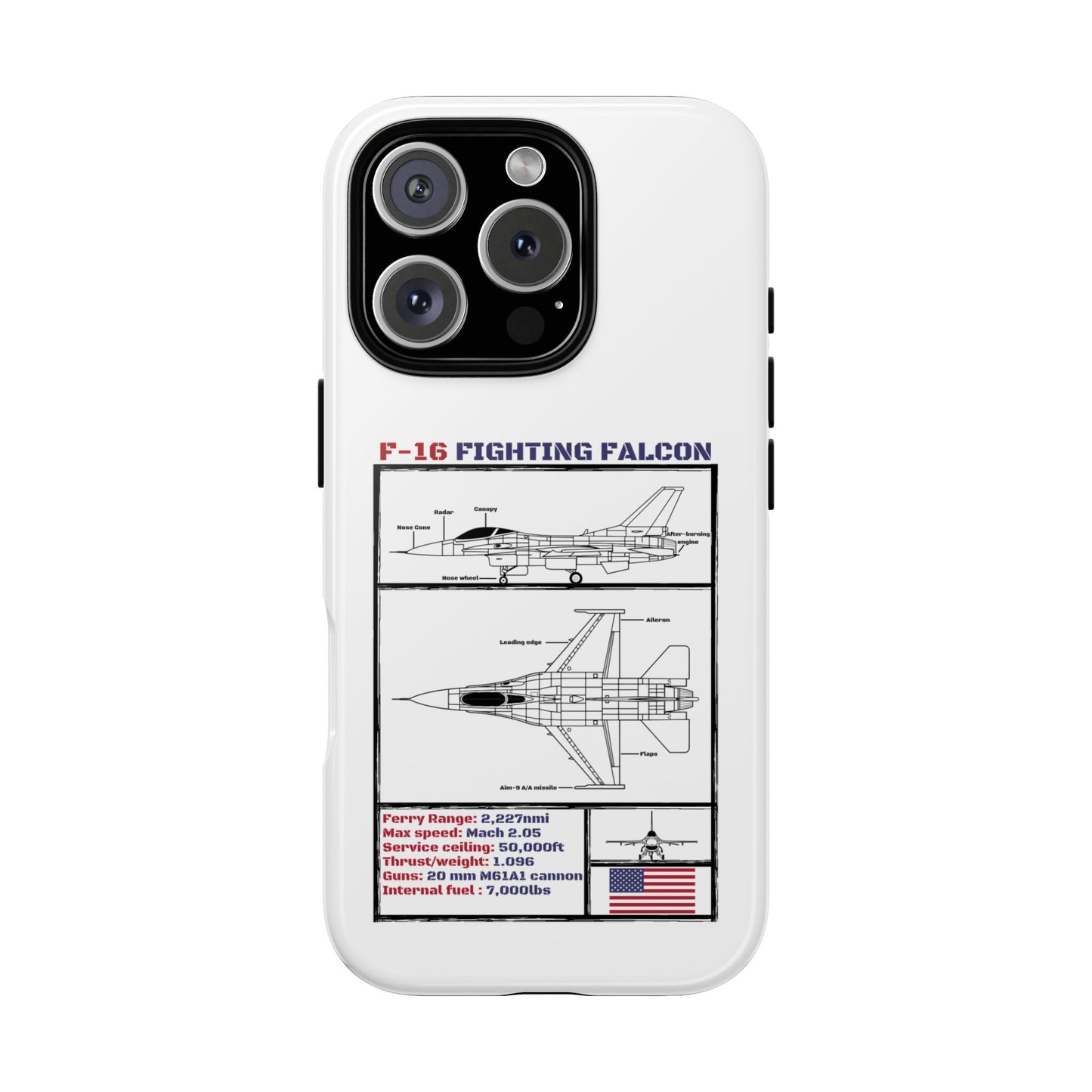 F-16 Fighting Falcon Schematic edition phone case (USAF Colour-Way)