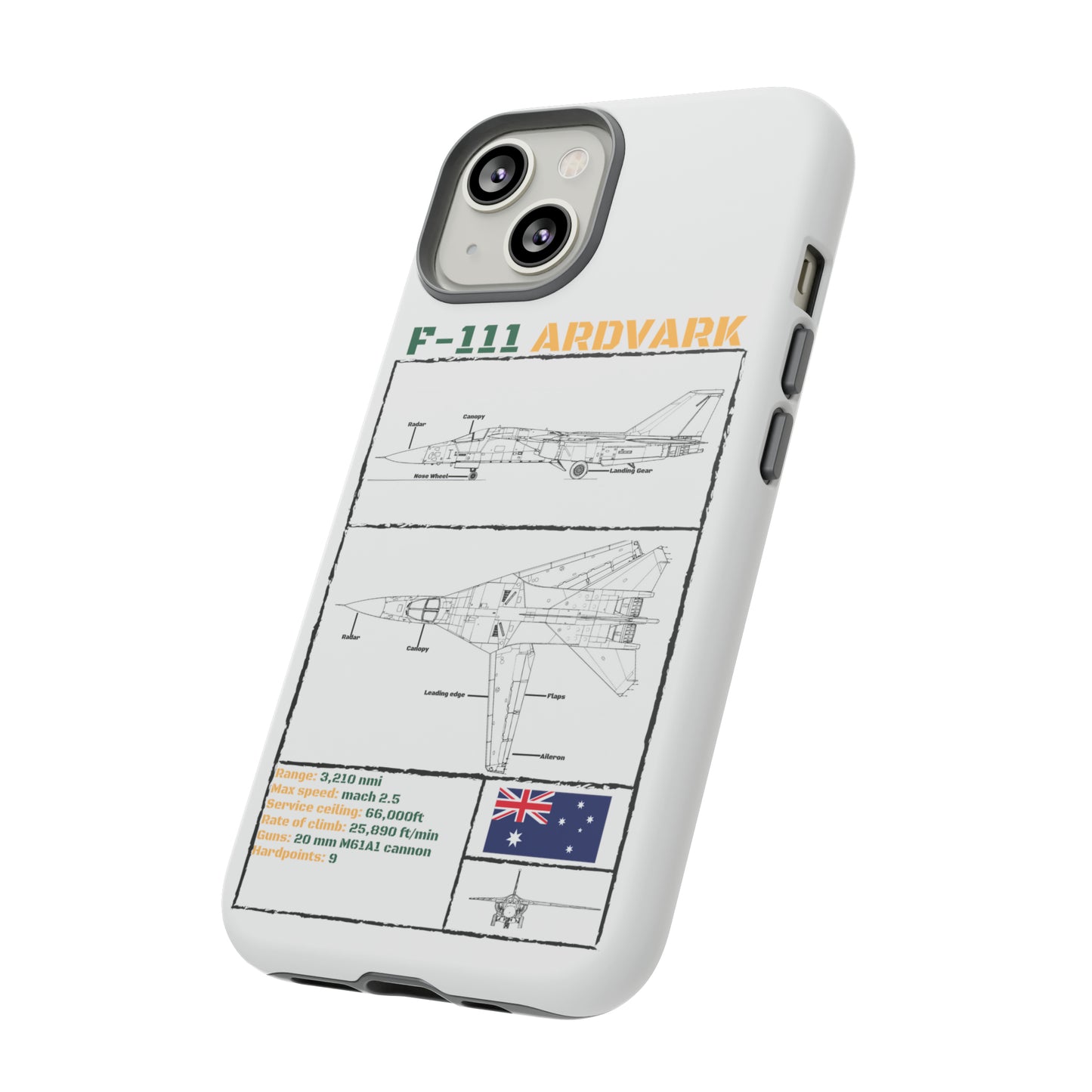 F111 Aardvark  Schematic Durable Phone Case (RAAF colouways)