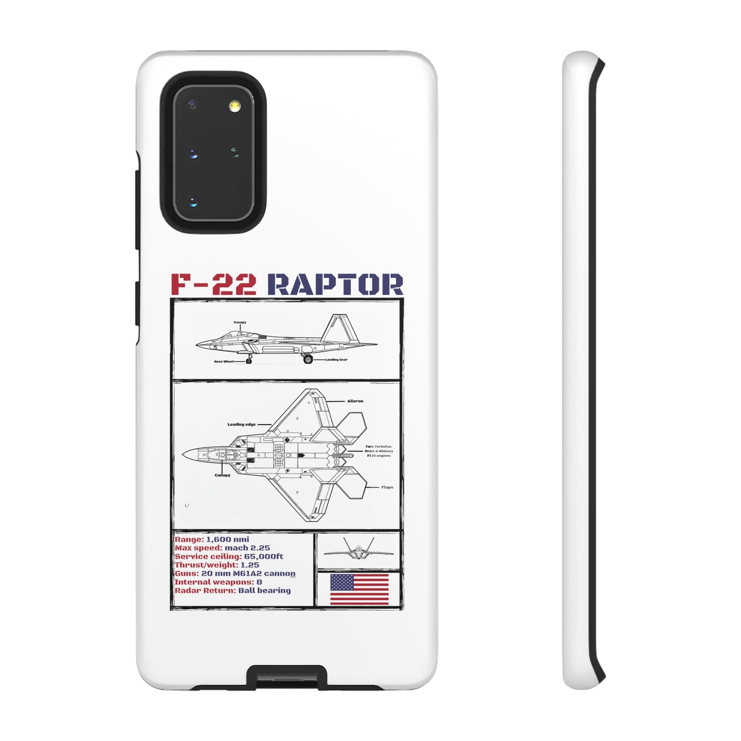 F-22 Raptor schematic rigid Phone Case (USAF colour-ways)