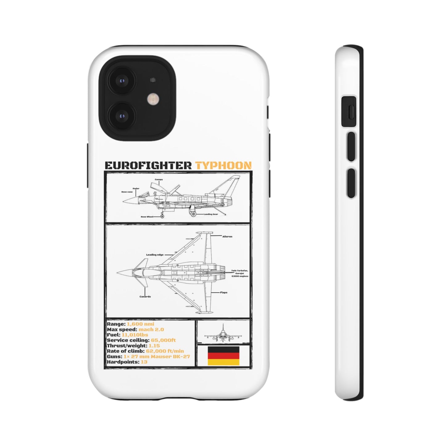 Eurofighter typhoon Schematic edition phone case (Luftwaffe Colour-Way)