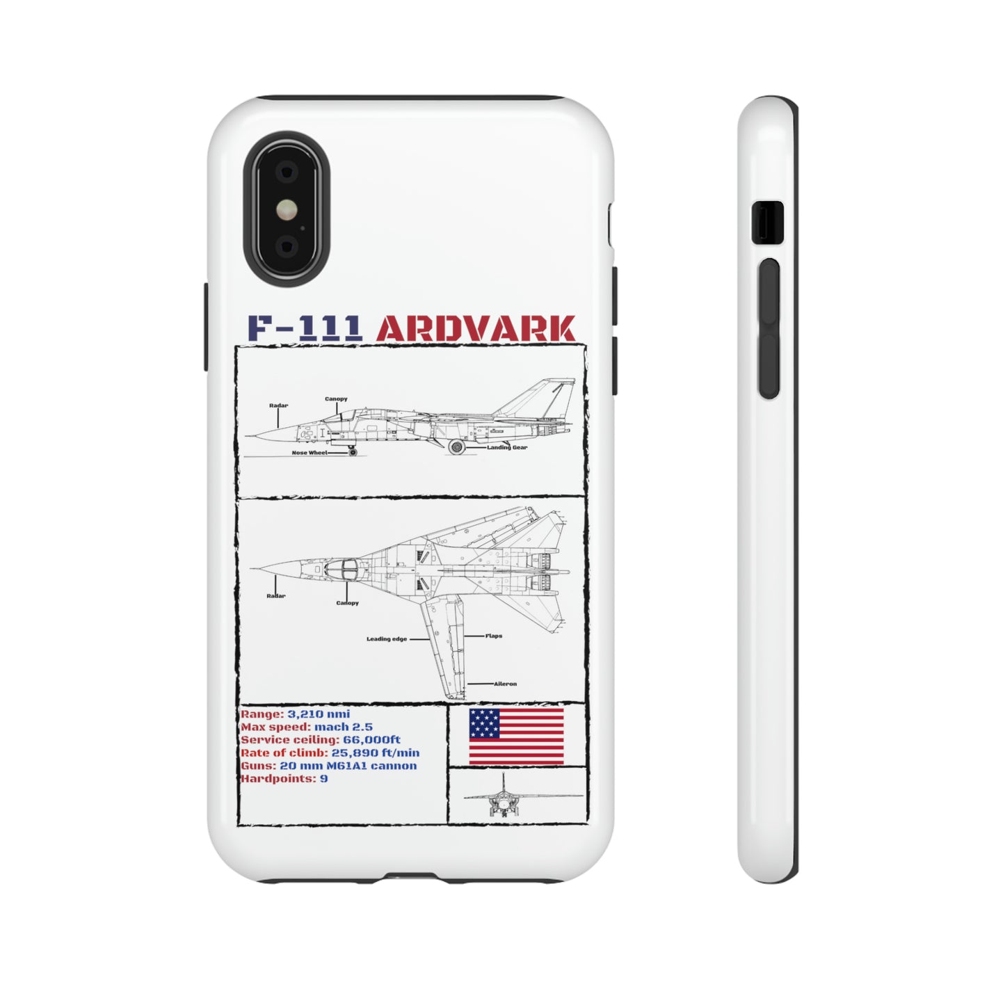 F111 Aardvark  Schematic Durable Phone Case (USAF Colourways)