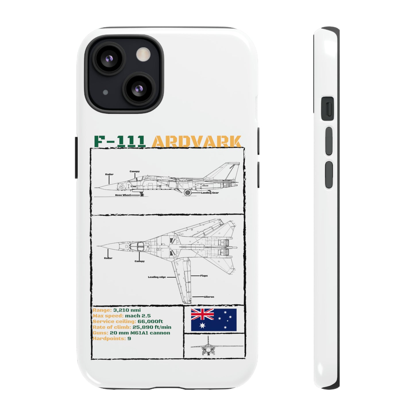 F111 Aardvark  Schematic Durable Phone Case (RAAF colouways)