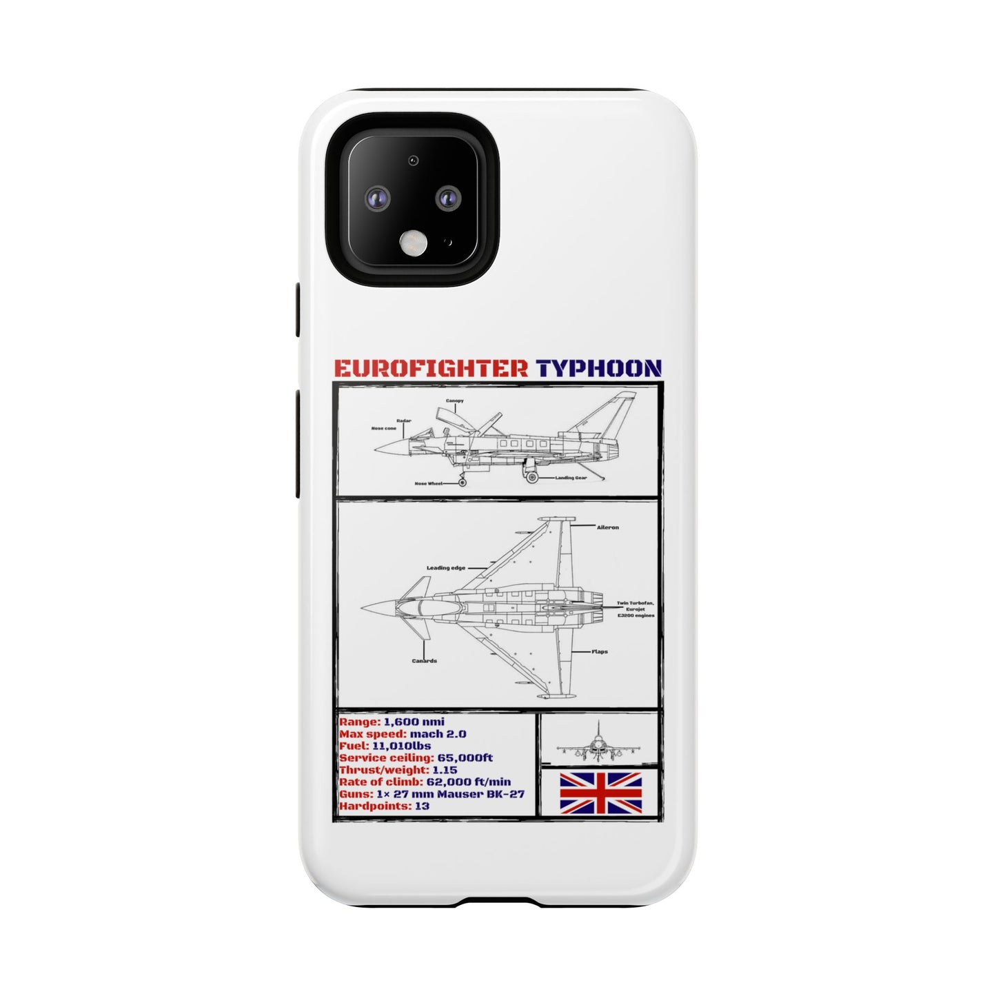 Eurofighter typhoon Schematic edition phone case (RAF Colour-Way)