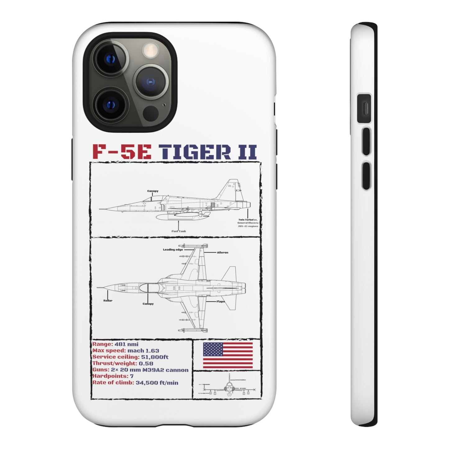 F-5E Schematic Durable Phone Case (USAF colour-ways)