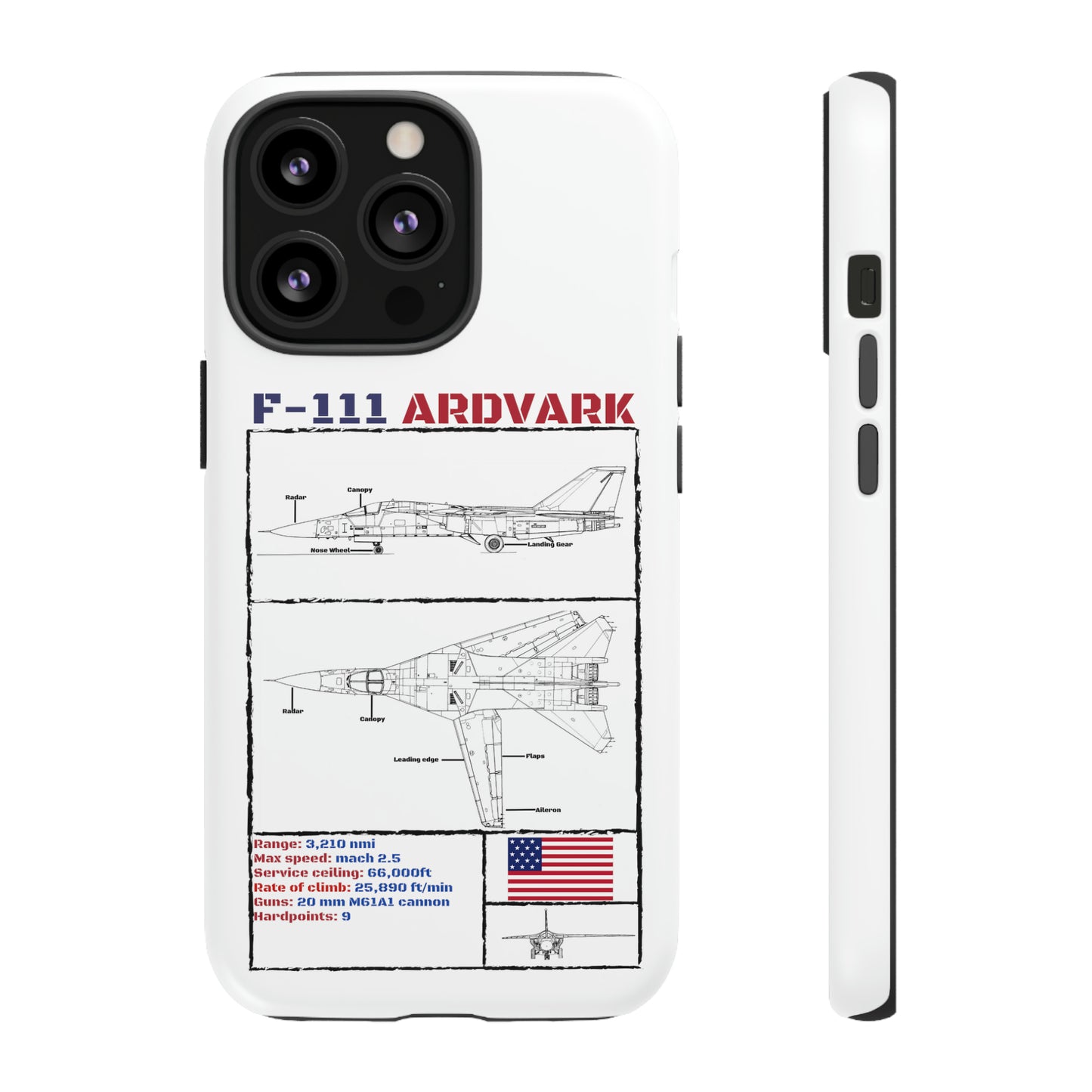 F111 Aardvark  Schematic Durable Phone Case (USAF Colourways)