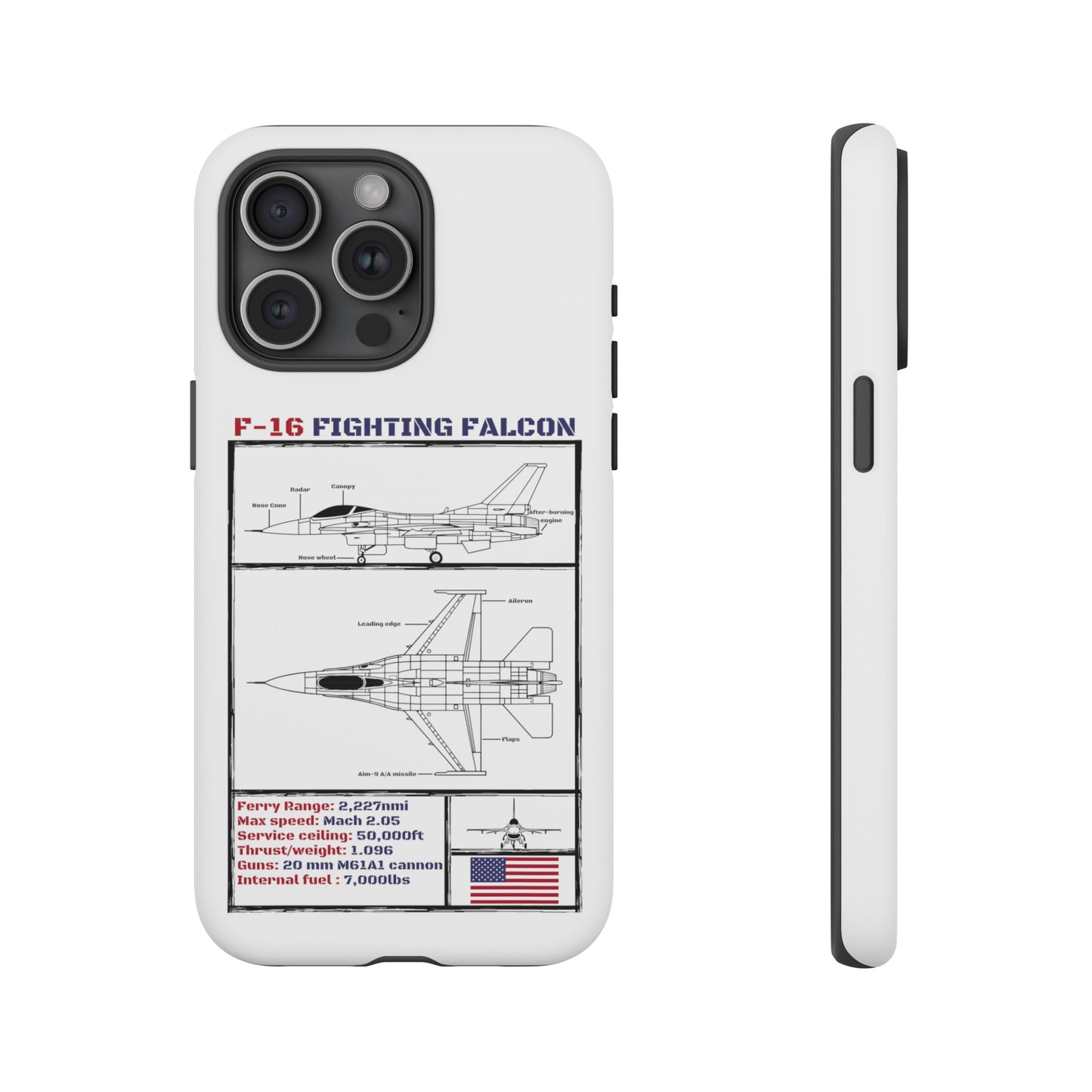 F-16 Schematic rigid Phone Case (USAF colour-ways)