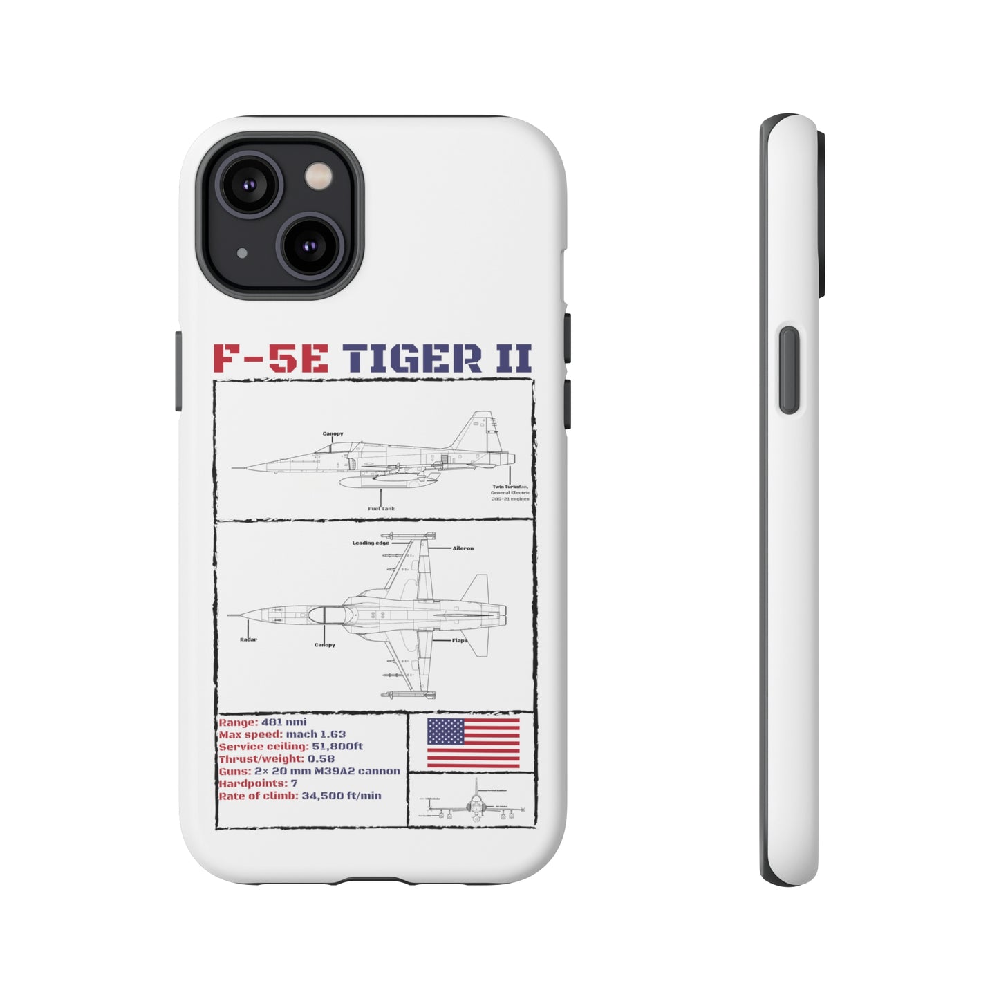 F-5E Schematic Durable Phone Case (USAF colour-ways)