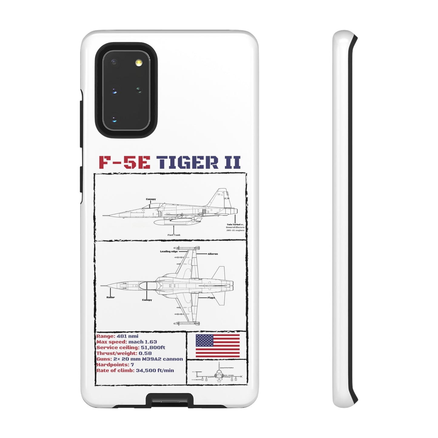 F-5E Schematic Durable Phone Case (USAF colour-ways)