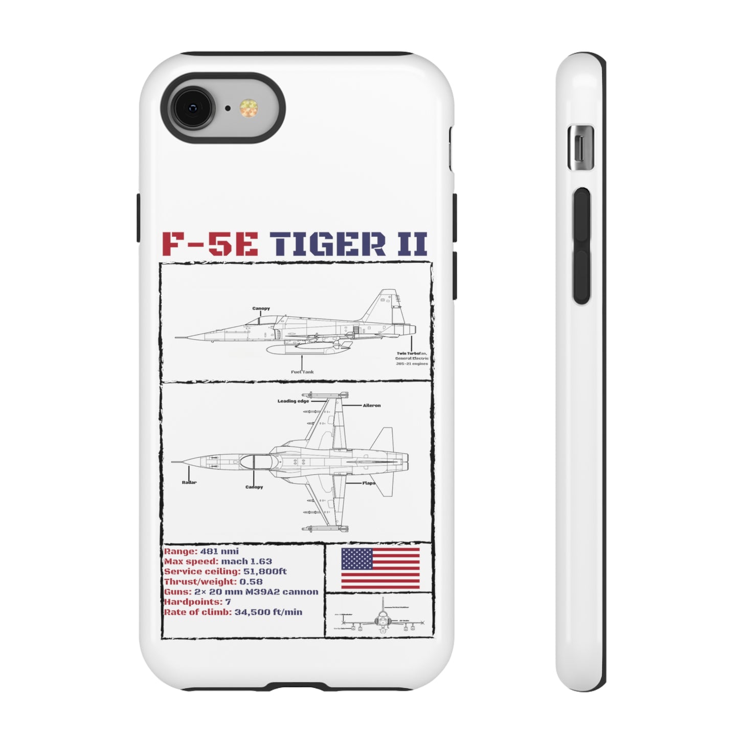 F-5E Schematic Durable Phone Case (USAF colour-ways)