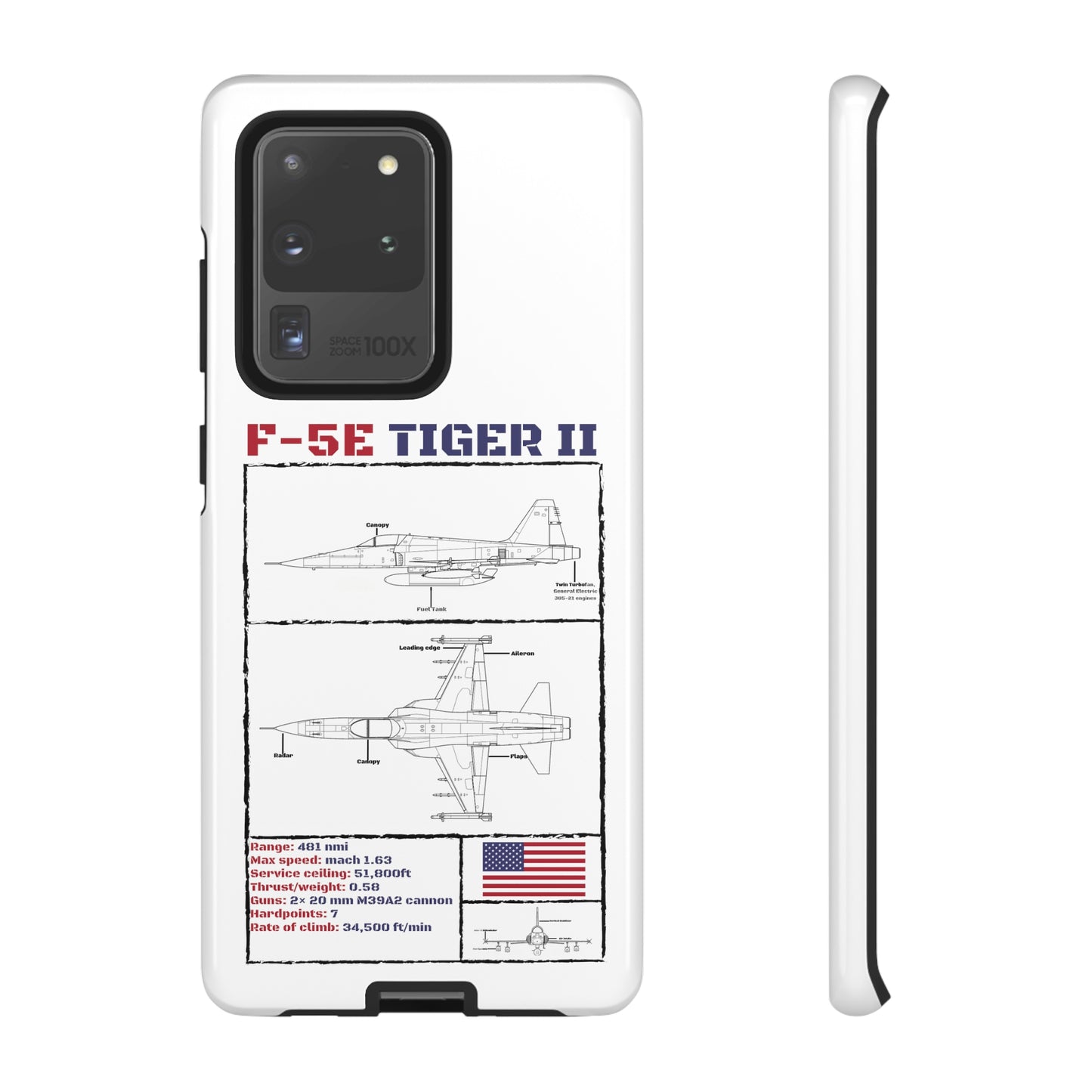 F-5E Schematic Durable Phone Case (USAF colour-ways)