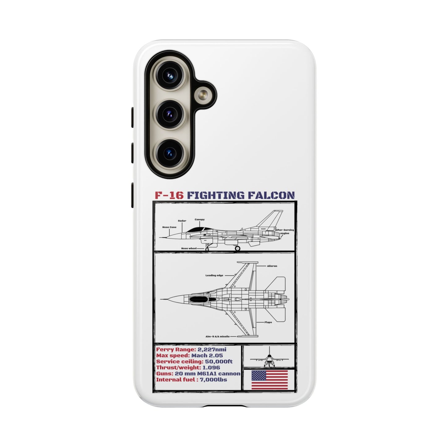 F-16 Fighting Falcon Schematic edition phone case (USAF Colour-Way)