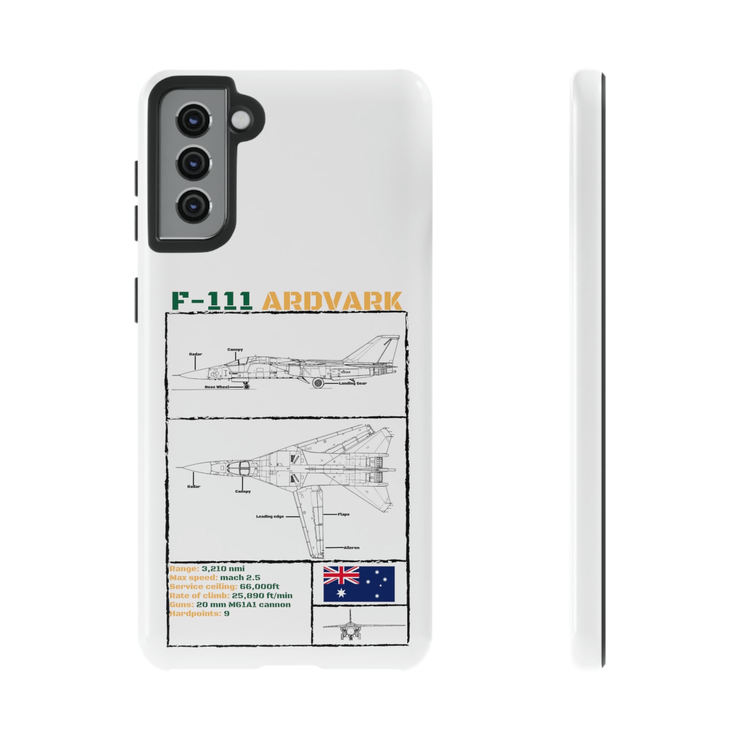 F111 Aardvark  Schematic Durable Phone Case (RAAF colouways)