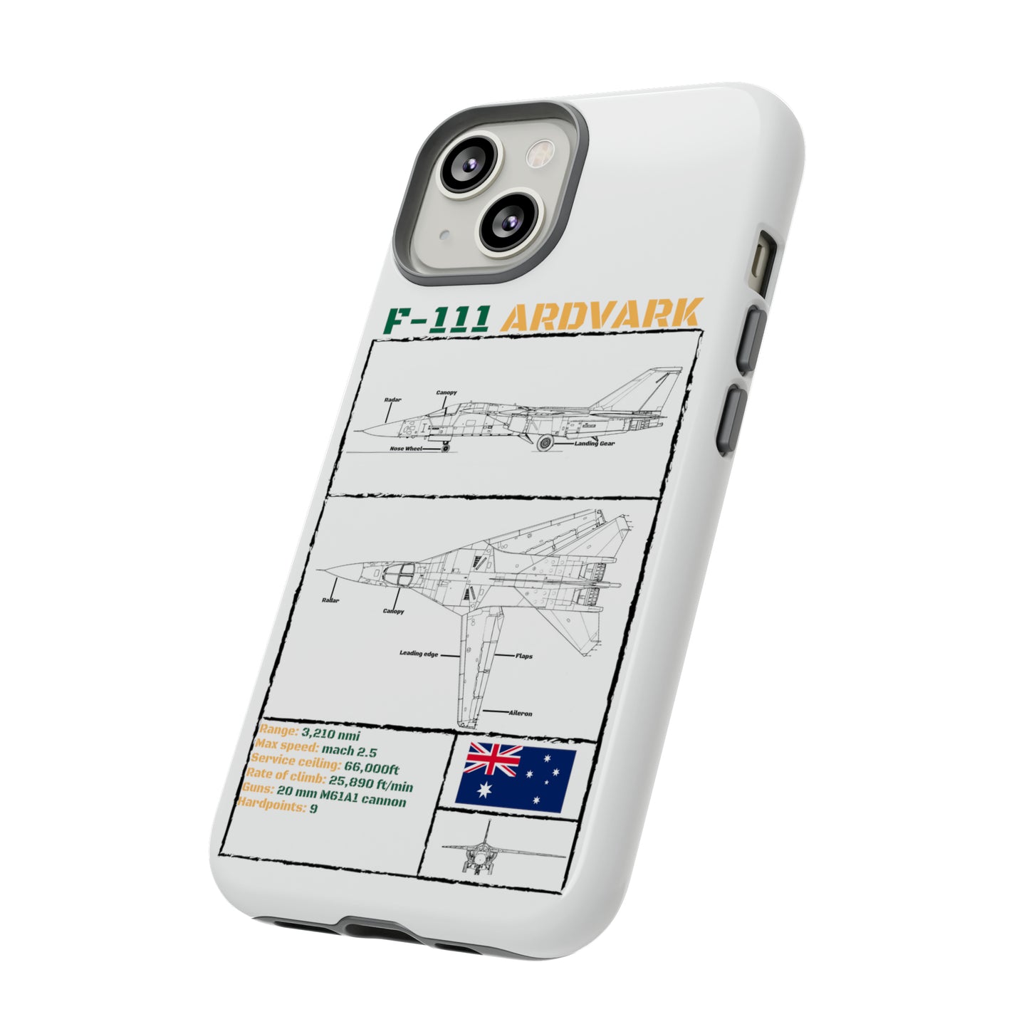 F111 Aardvark  Schematic Durable Phone Case (RAAF colouways)