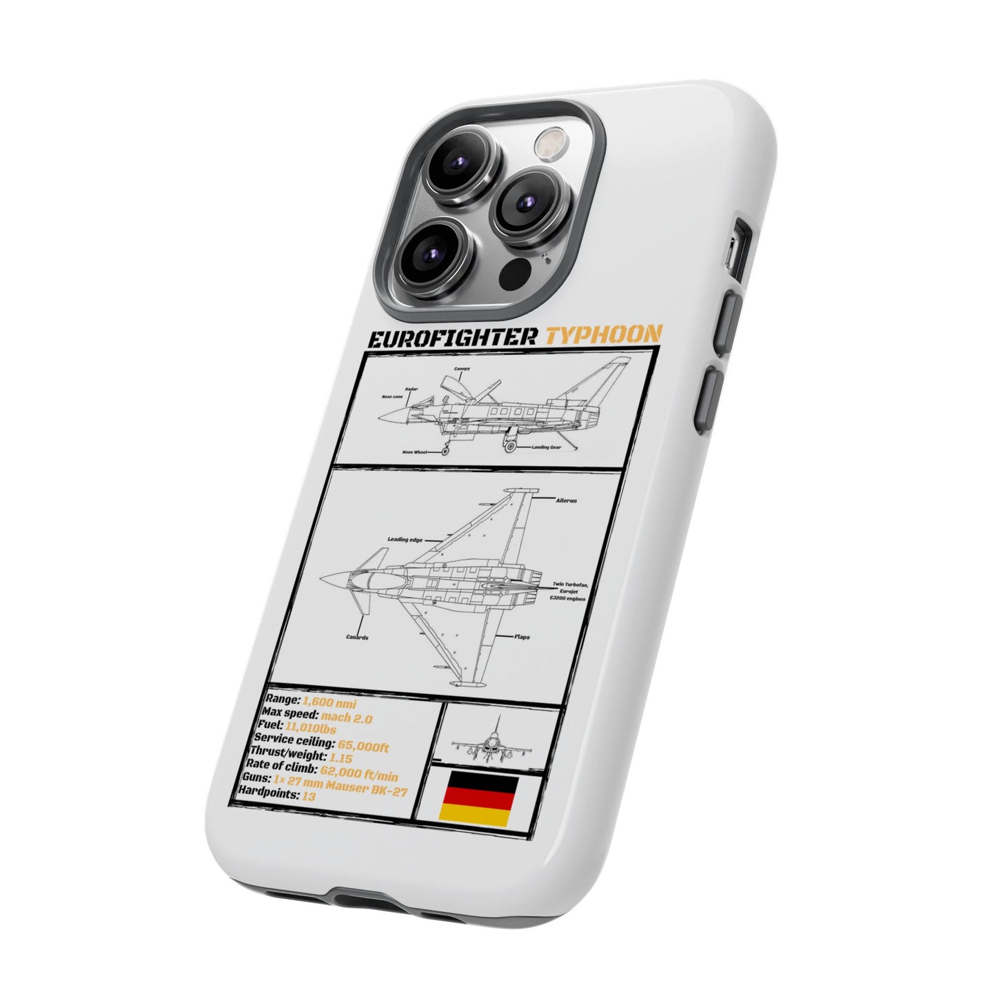 Eurofighter typhoon Schematic edition phone case (Luftwaffe Colour-Way)