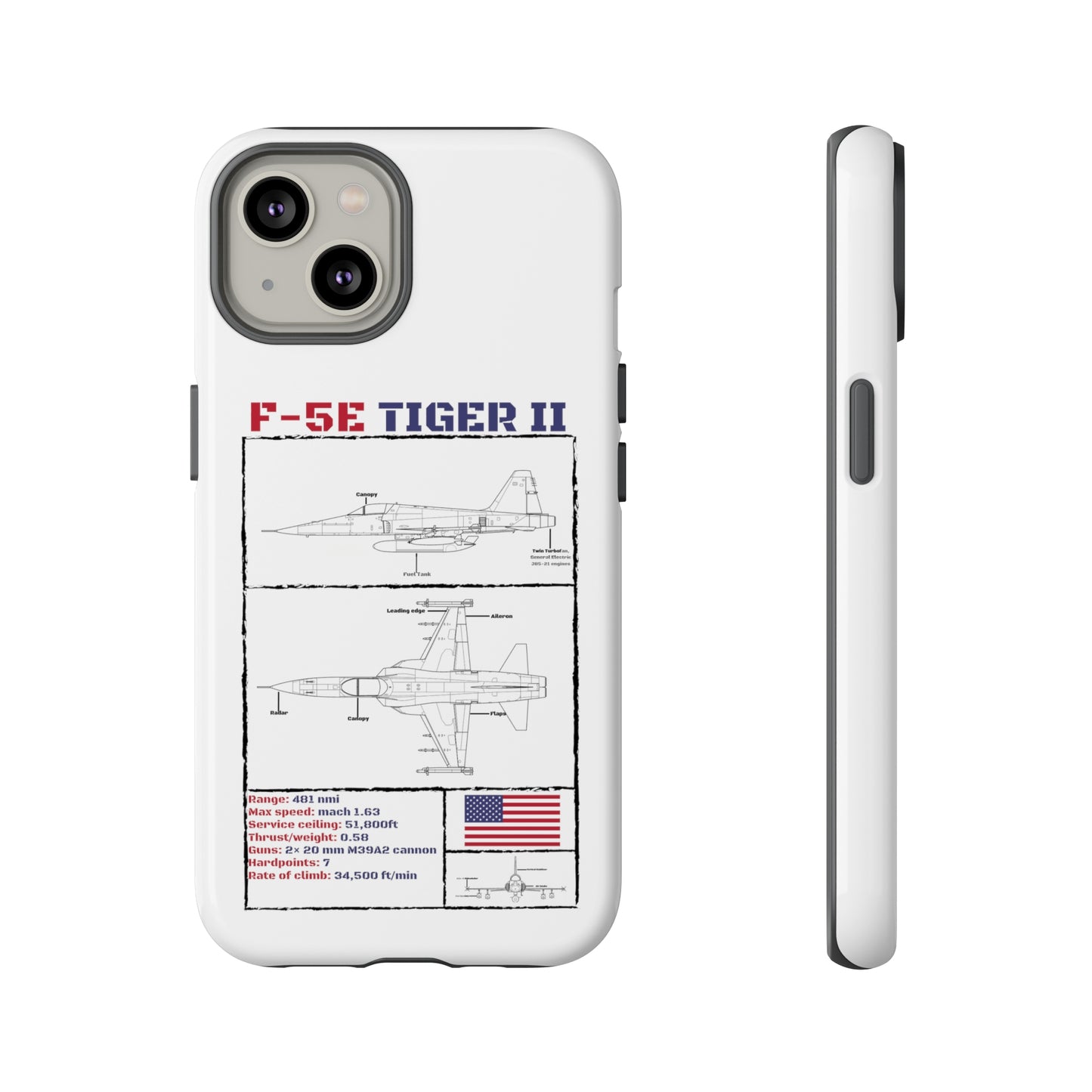 F-5E Schematic Durable Phone Case (USAF colour-ways)