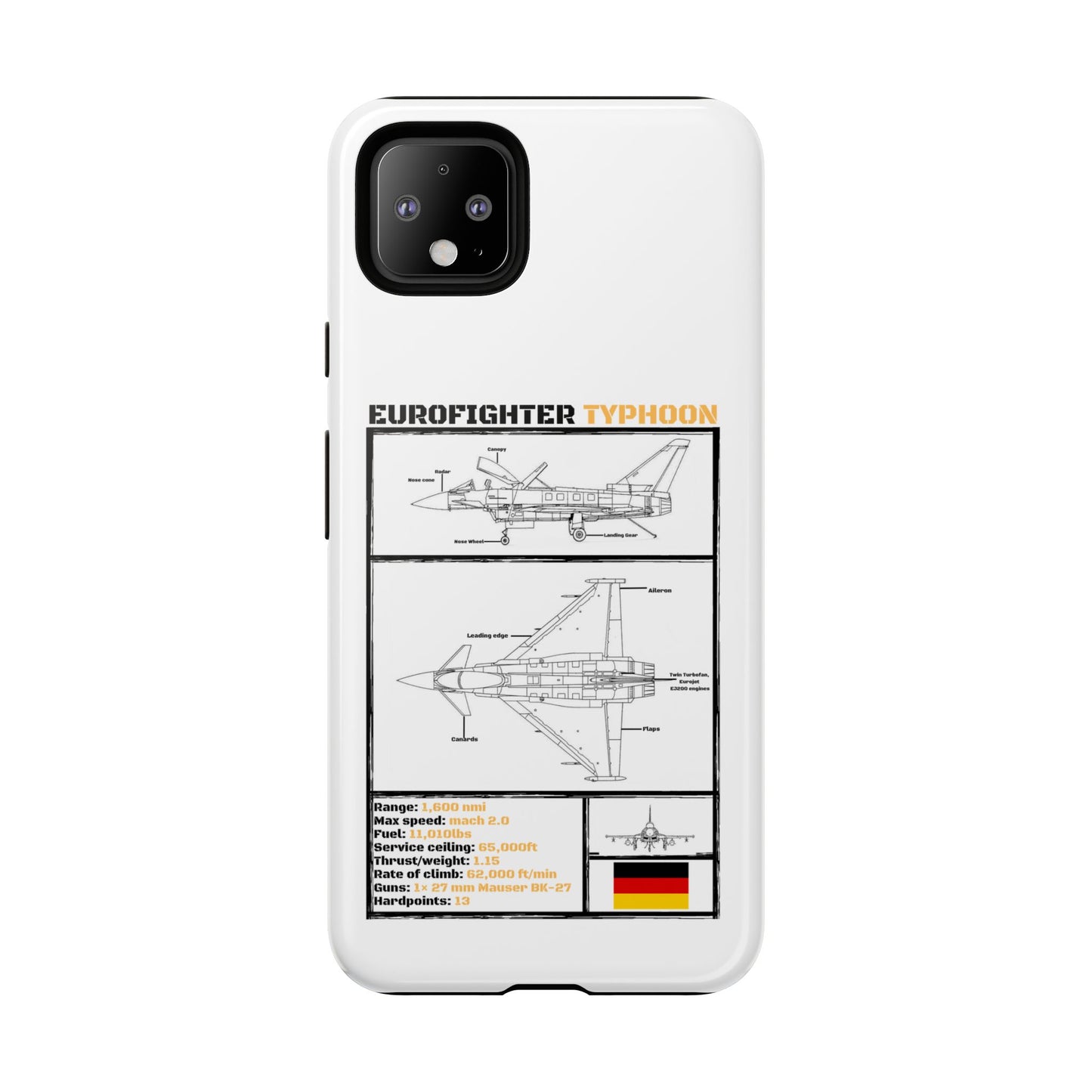 Eurofighter typhoon Schematic edition phone case (Luftwaffe Colour-Way)