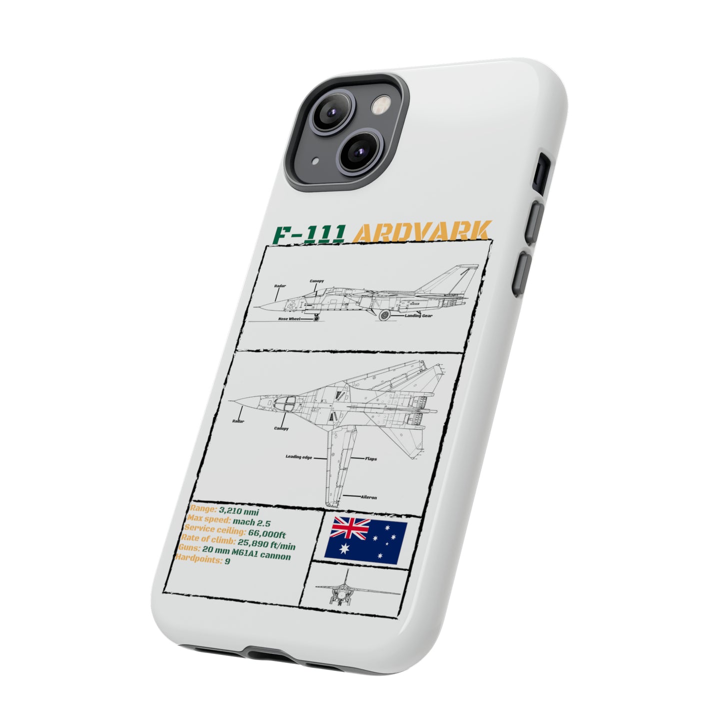 F111 Aardvark  Schematic Durable Phone Case (RAAF colouways)