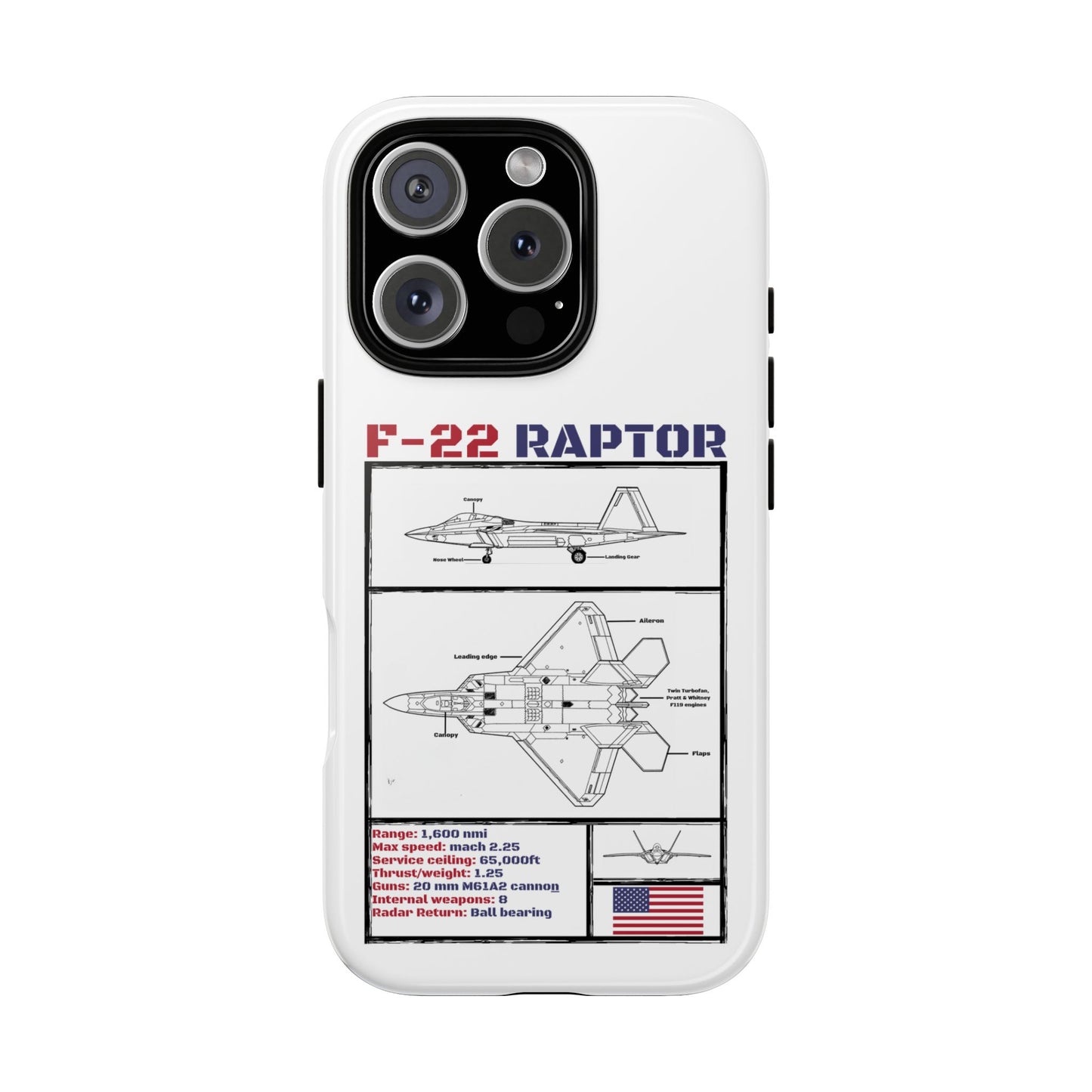 F-22 Raptor Schematic edition phone case (USAF Colour-Way)