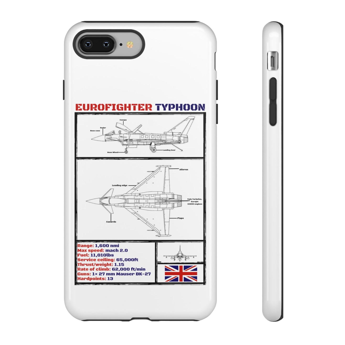 Eurofighter typhoon Schematic edition phone case (RAF Colour-Way)