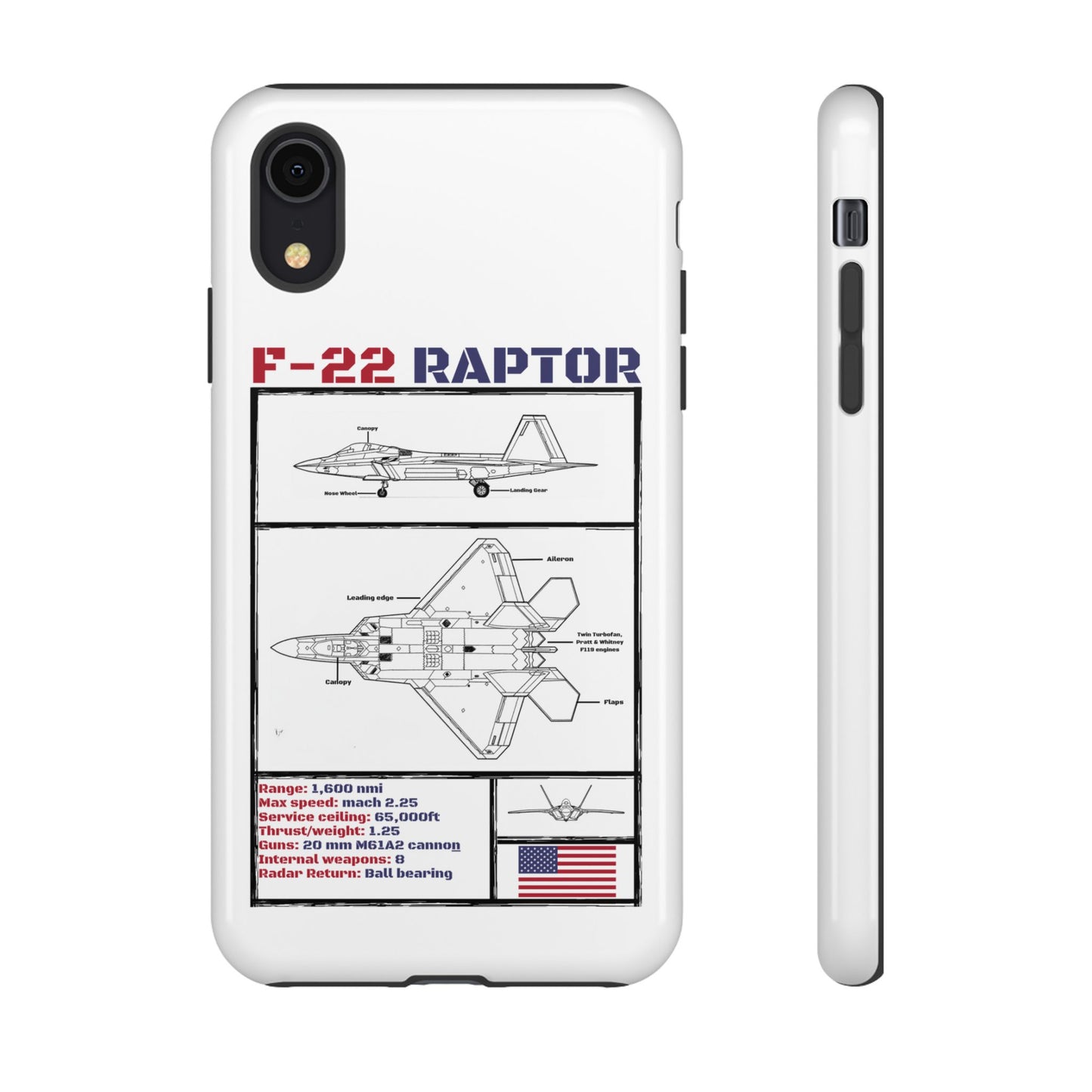F-22 Raptor Schematic edition phone case (USAF Colour-Way)