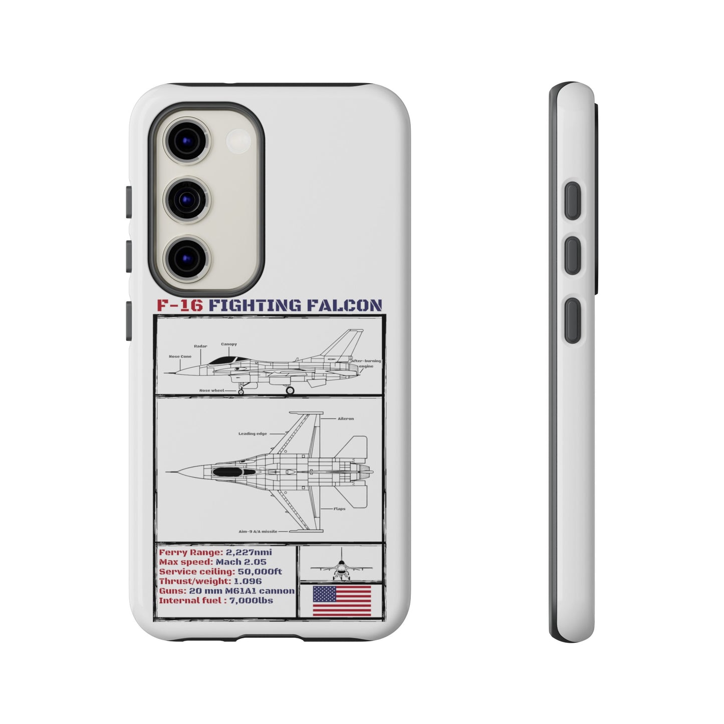 F-16 Schematic rigid Phone Case (USAF colour-ways)