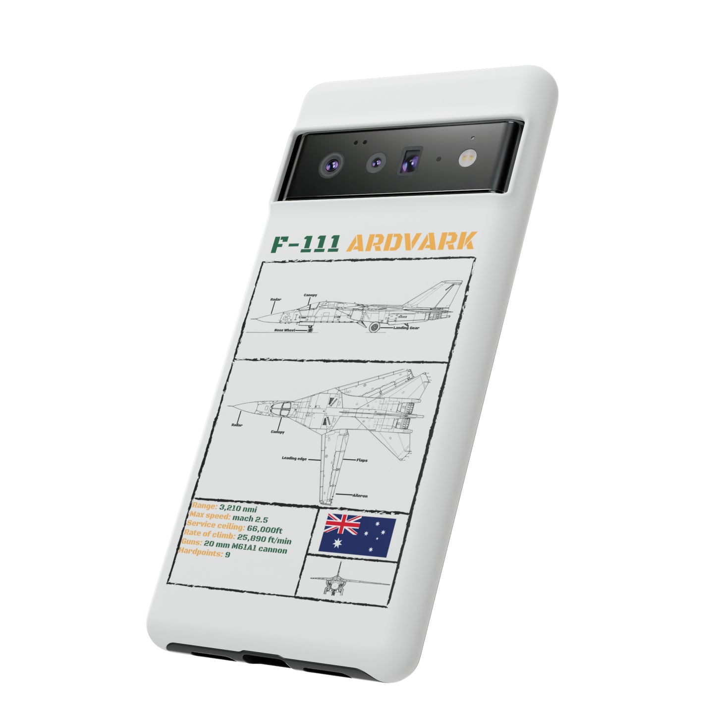 F111 Aardvark  Schematic Durable Phone Case (RAAF colouways)