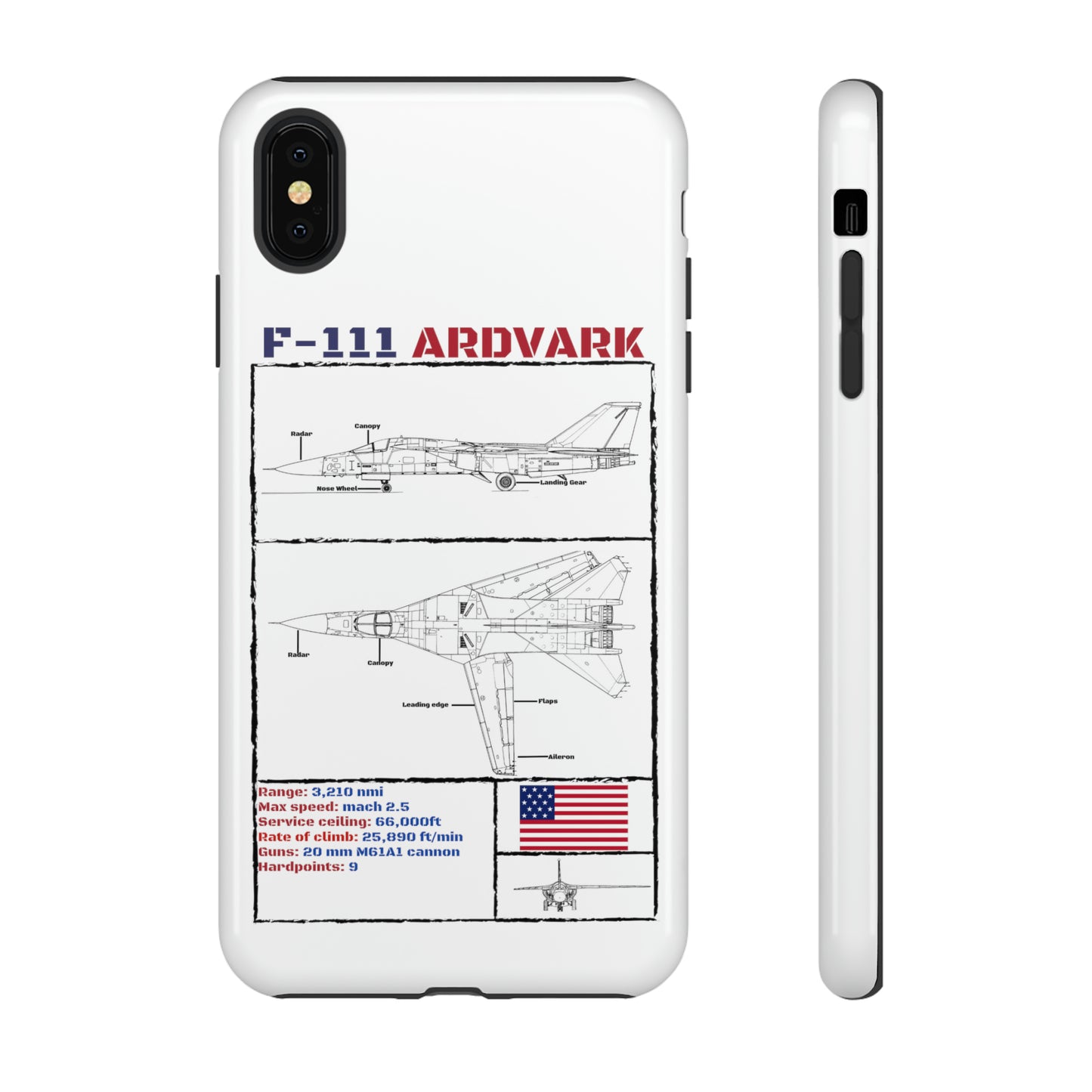 F111 Aardvark  Schematic Durable Phone Case (USAF Colourways)