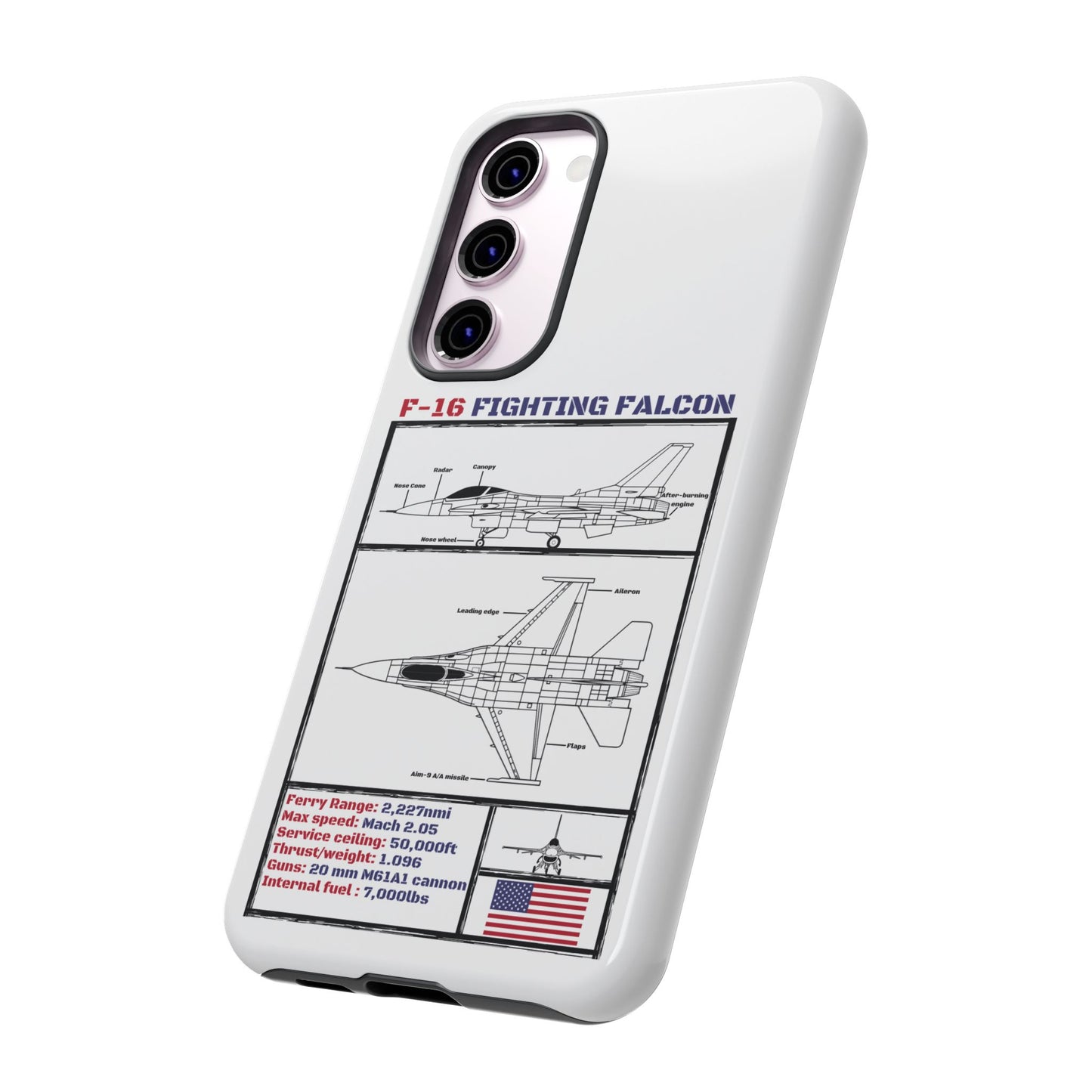 F-16 Fighting Falcon Schematic edition phone case (USAF Colour-Way)