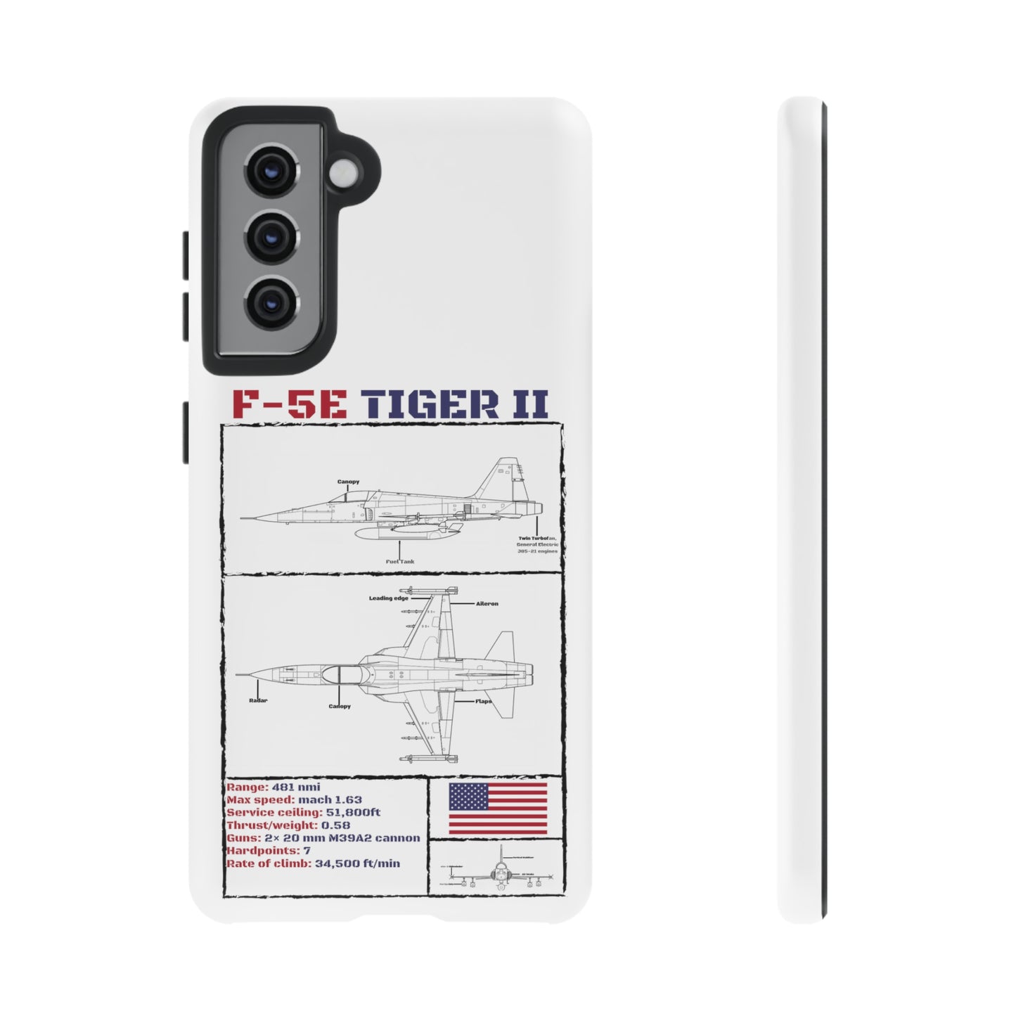 F-5E Schematic Durable Phone Case (USAF colour-ways)