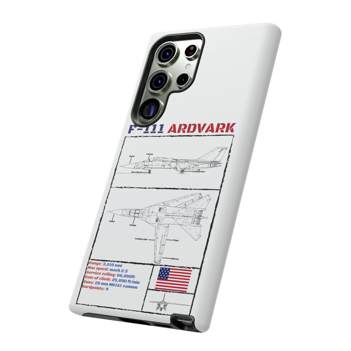 F111 Aardvark  Schematic Durable Phone Case (USAF Colourways)