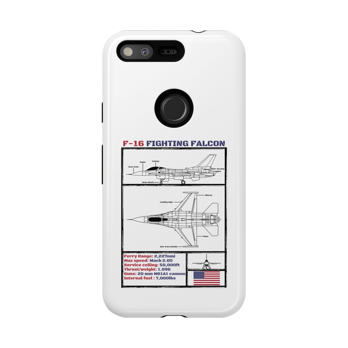 F-16 Fighting Falcon Schematic edition phone case (USAF Colour-Way)
