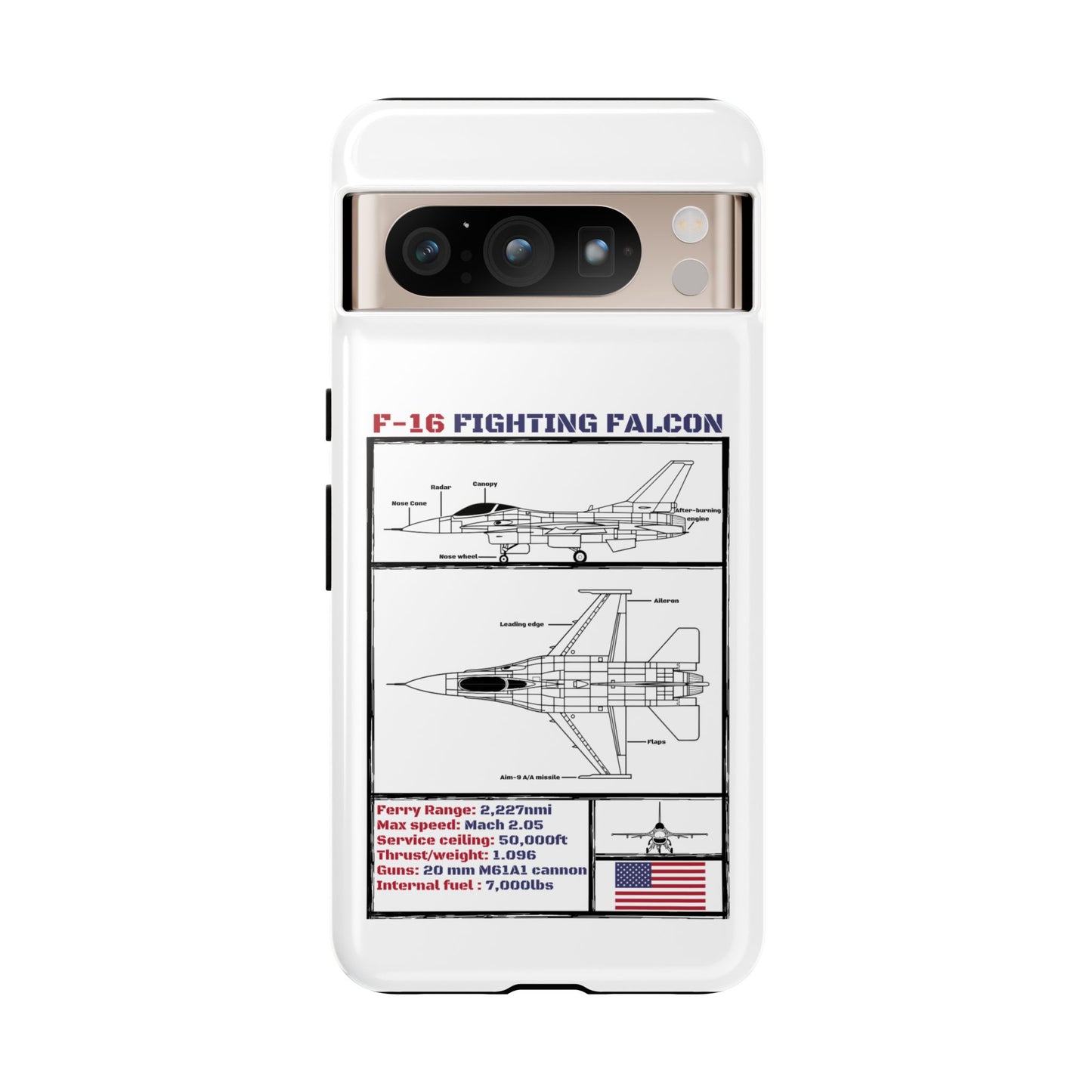 F-16 Fighting Falcon Schematic edition phone case (USAF Colour-Way)