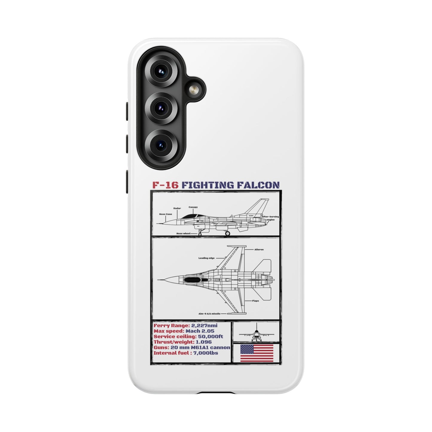 F-16 Fighting Falcon Schematic edition phone case (USAF Colour-Way)