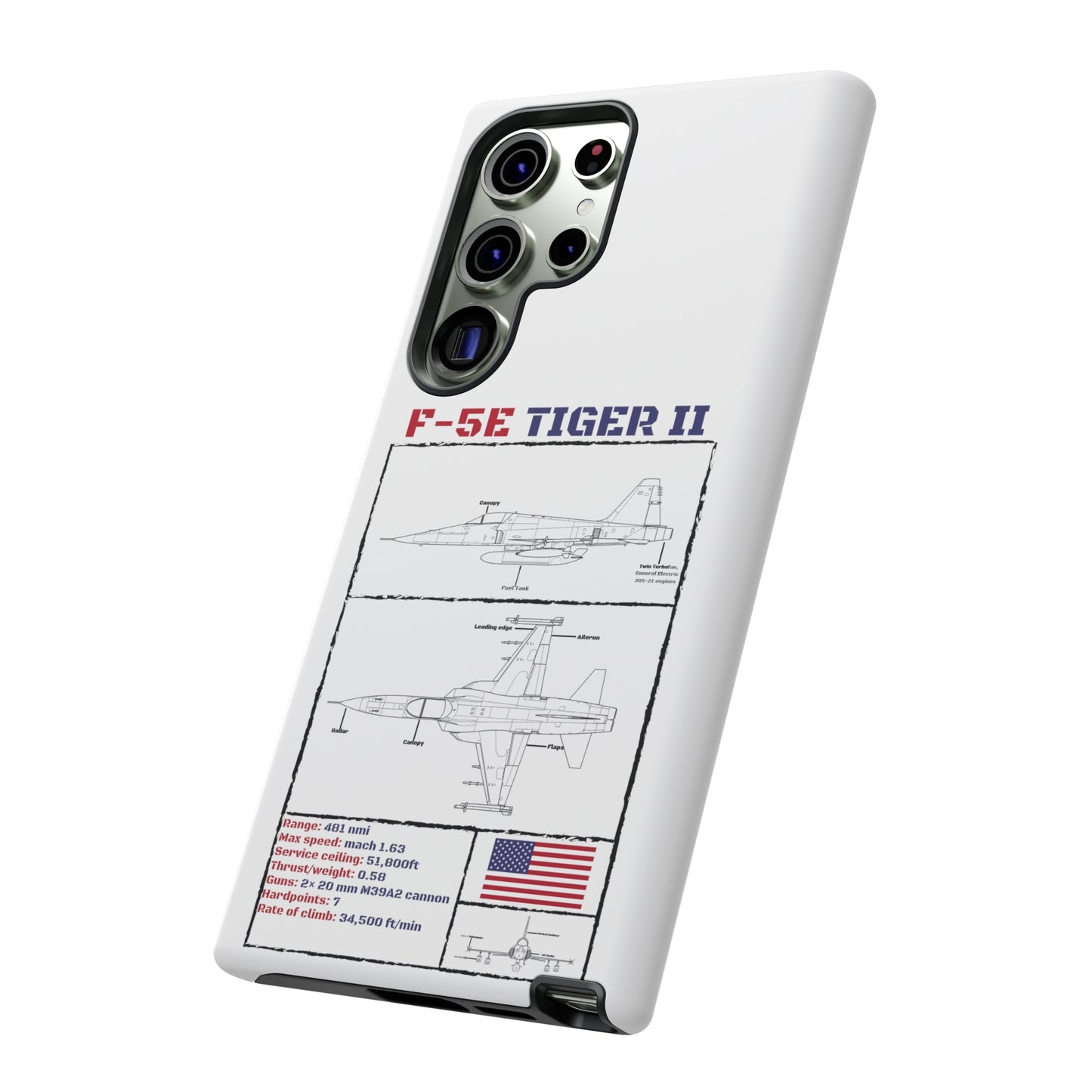 F-5E Schematic Durable Phone Case (USAF colour-ways)