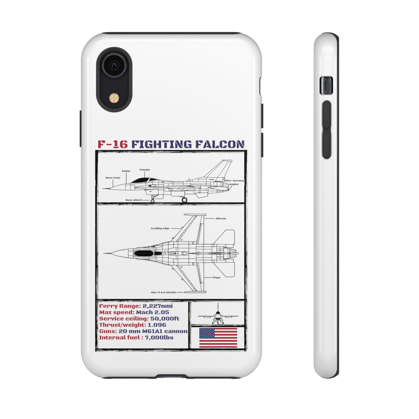 F-16 Schematic rigid Phone Case (USAF colour-ways)