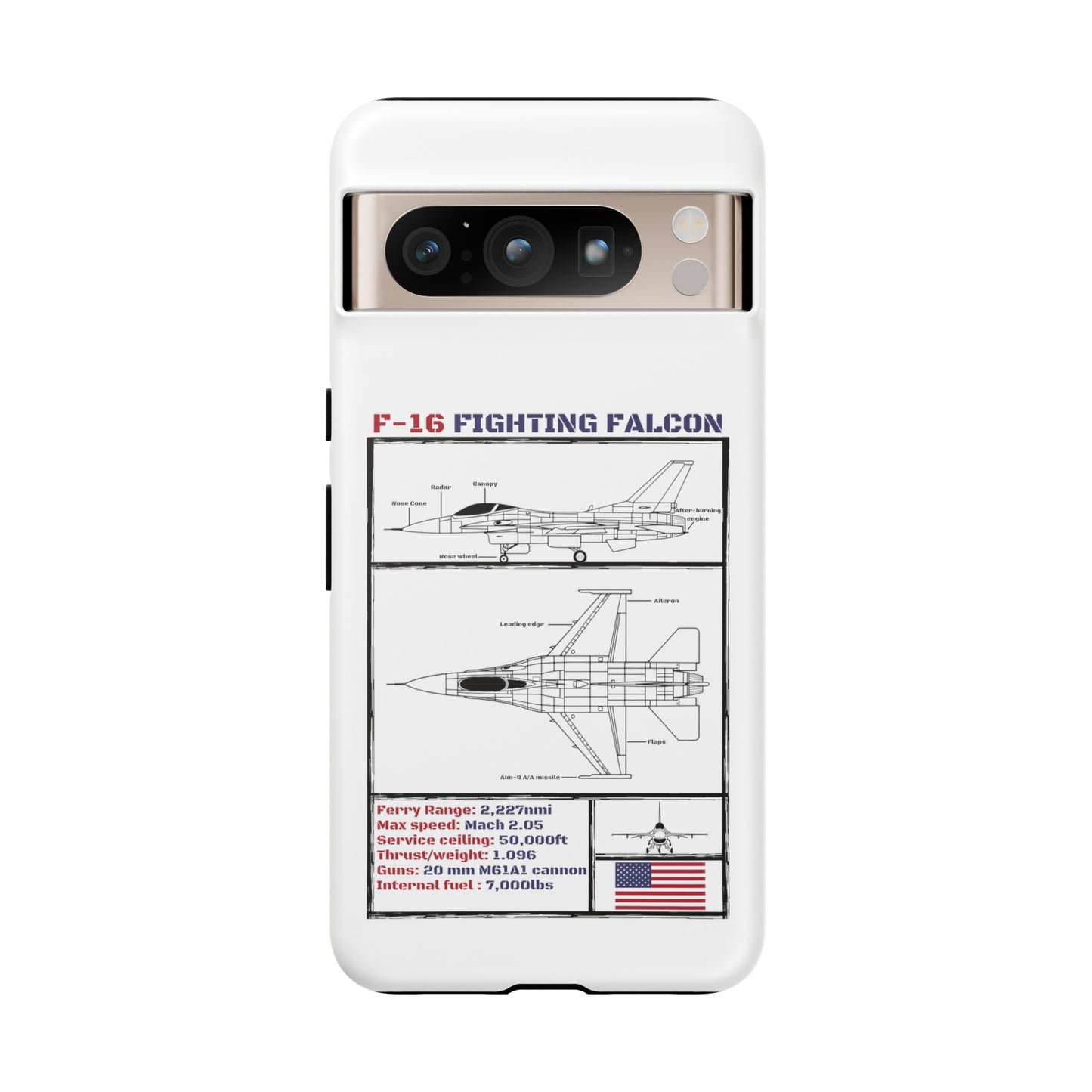 F-16 Schematic rigid Phone Case (USAF colour-ways)