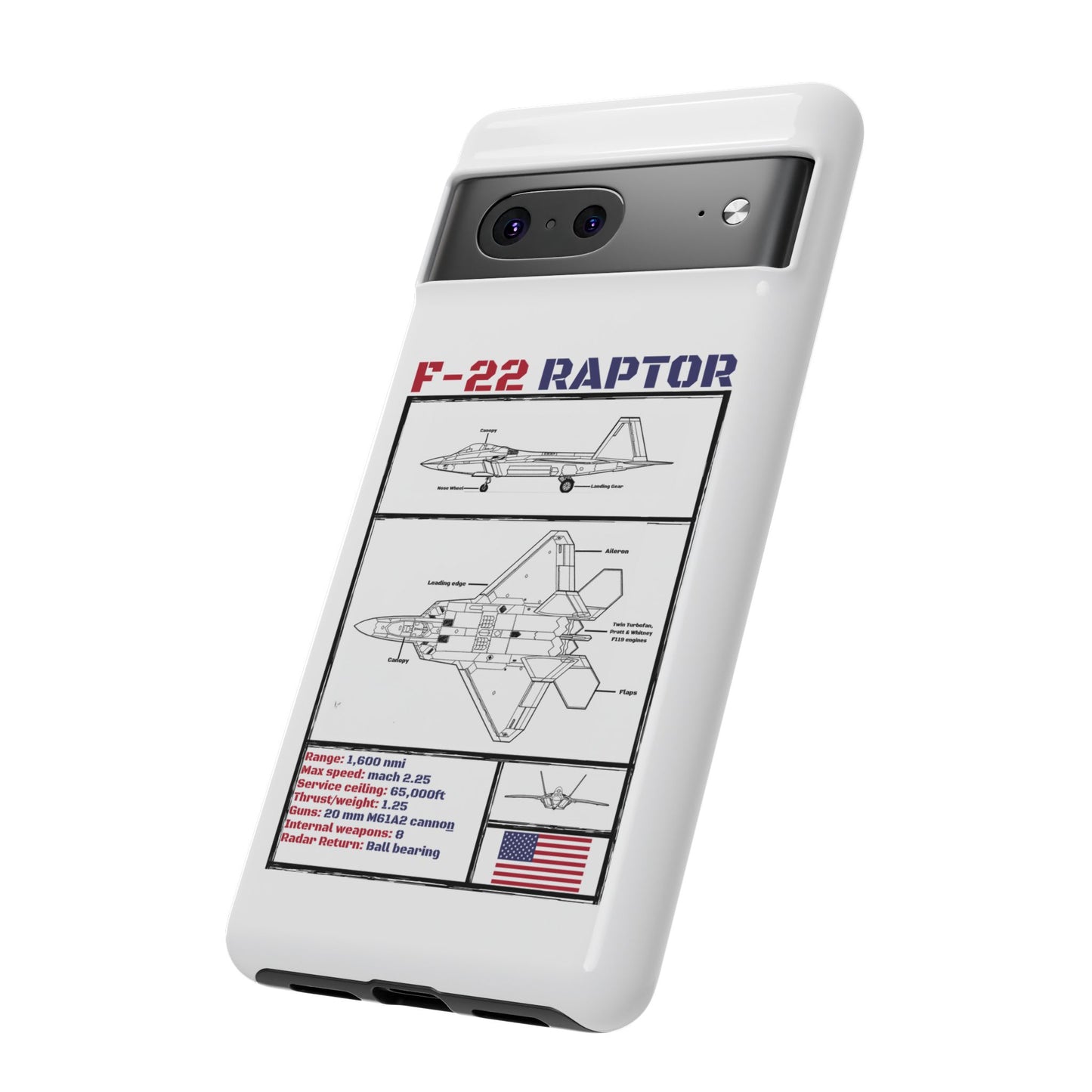 F-22 Raptor Schematic edition phone case (USAF Colour-Way)