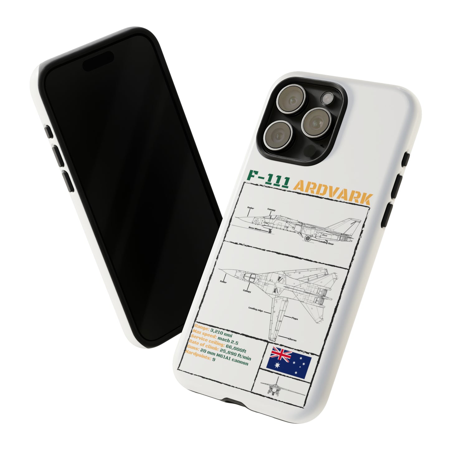 F111 Aardvark  Schematic Durable Phone Case (RAAF colouways)