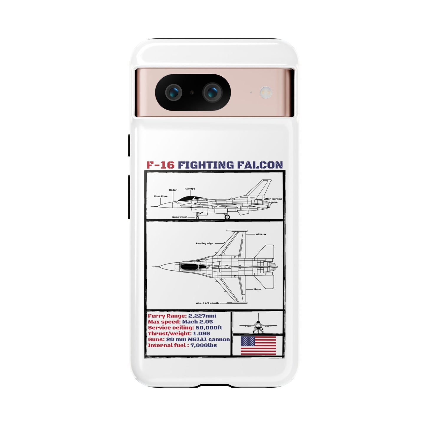 F-16 Fighting Falcon Schematic edition phone case (USAF Colour-Way)