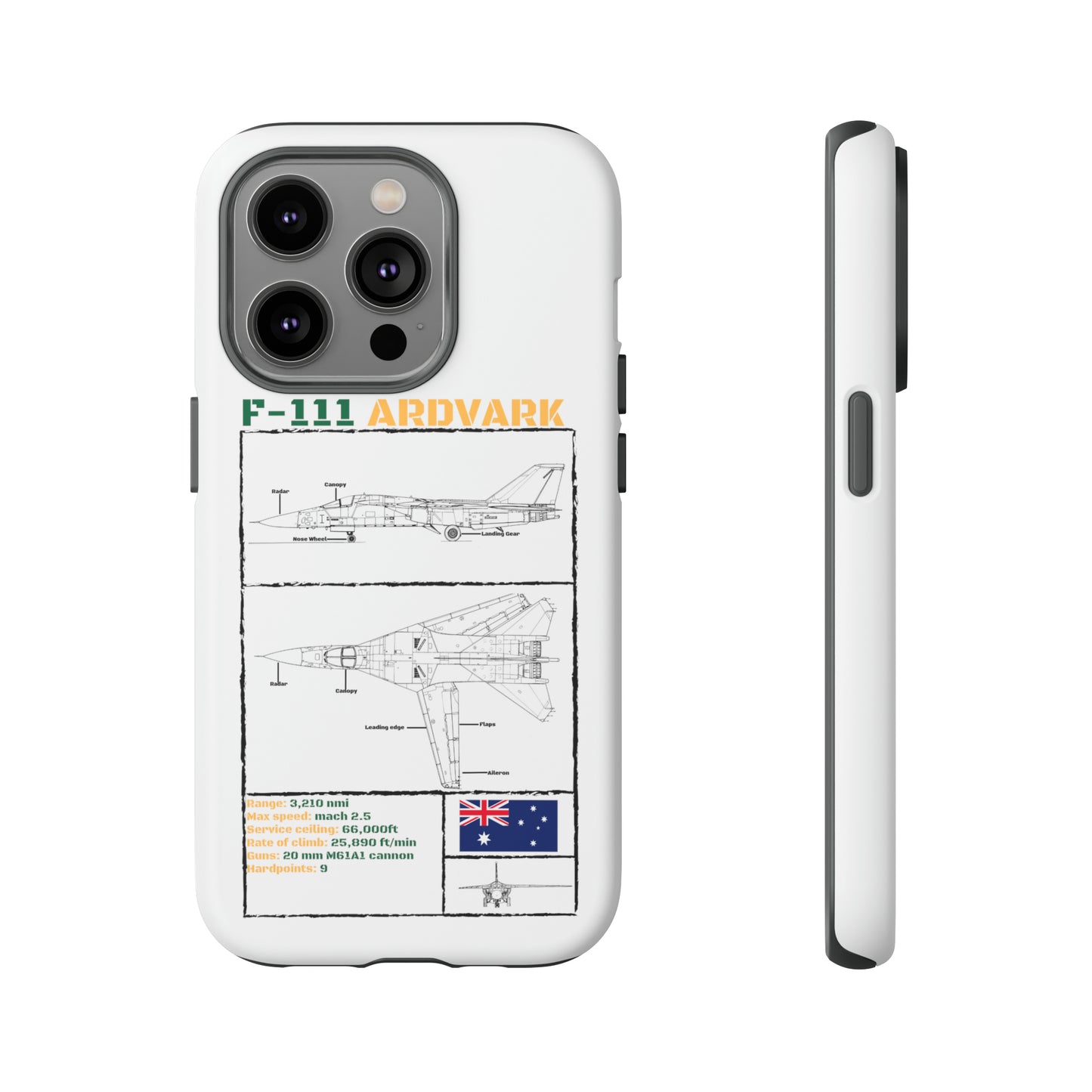 F111 Aardvark  Schematic Durable Phone Case (RAAF colouways)