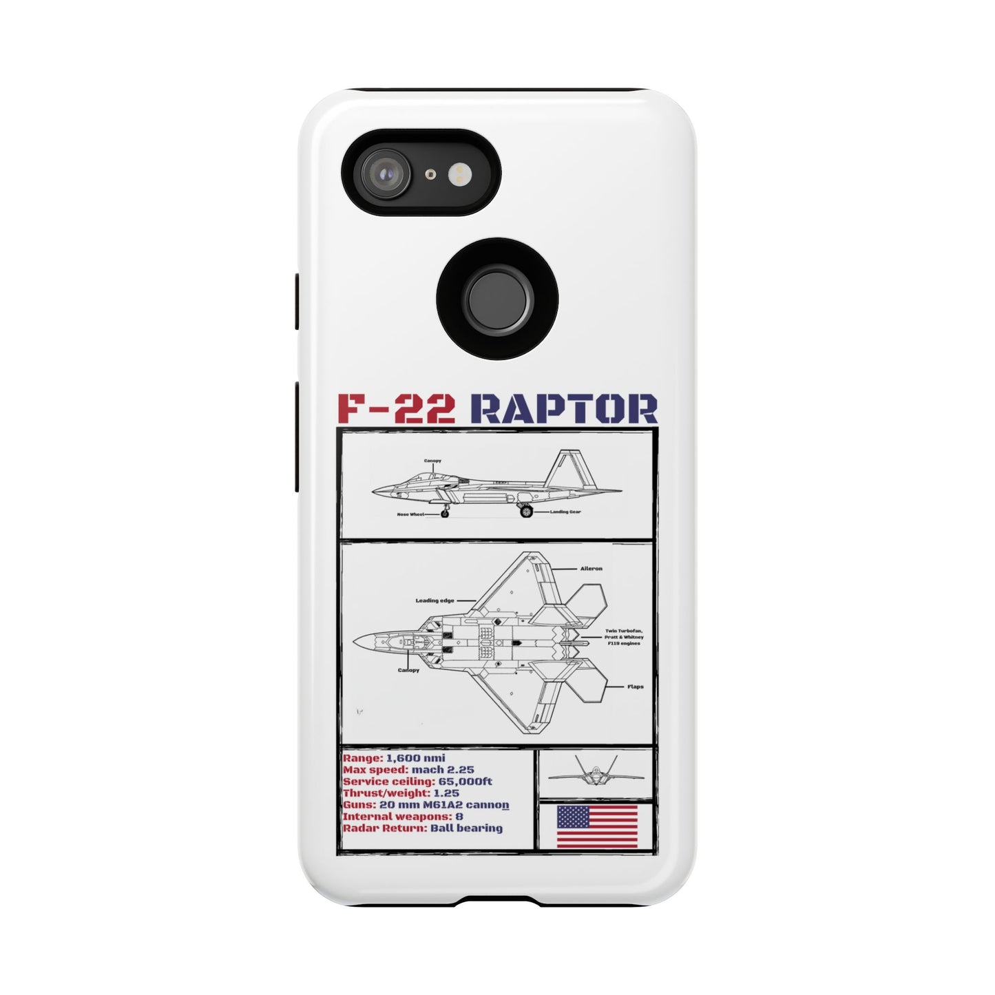 F-22 Raptor Schematic edition phone case (USAF Colour-Way)