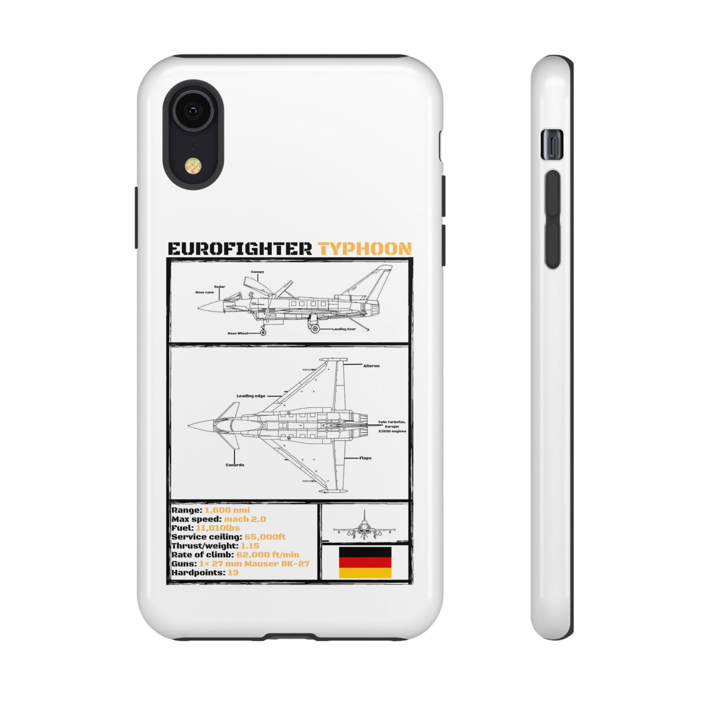 Eurofighter typhoon Schematic edition phone case (Luftwaffe Colour-Way)