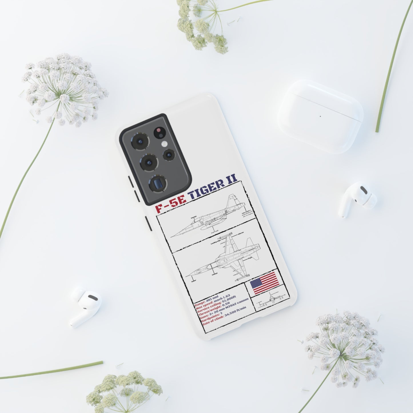 F-5E Schematic Durable Phone Case (USAF colour-ways)