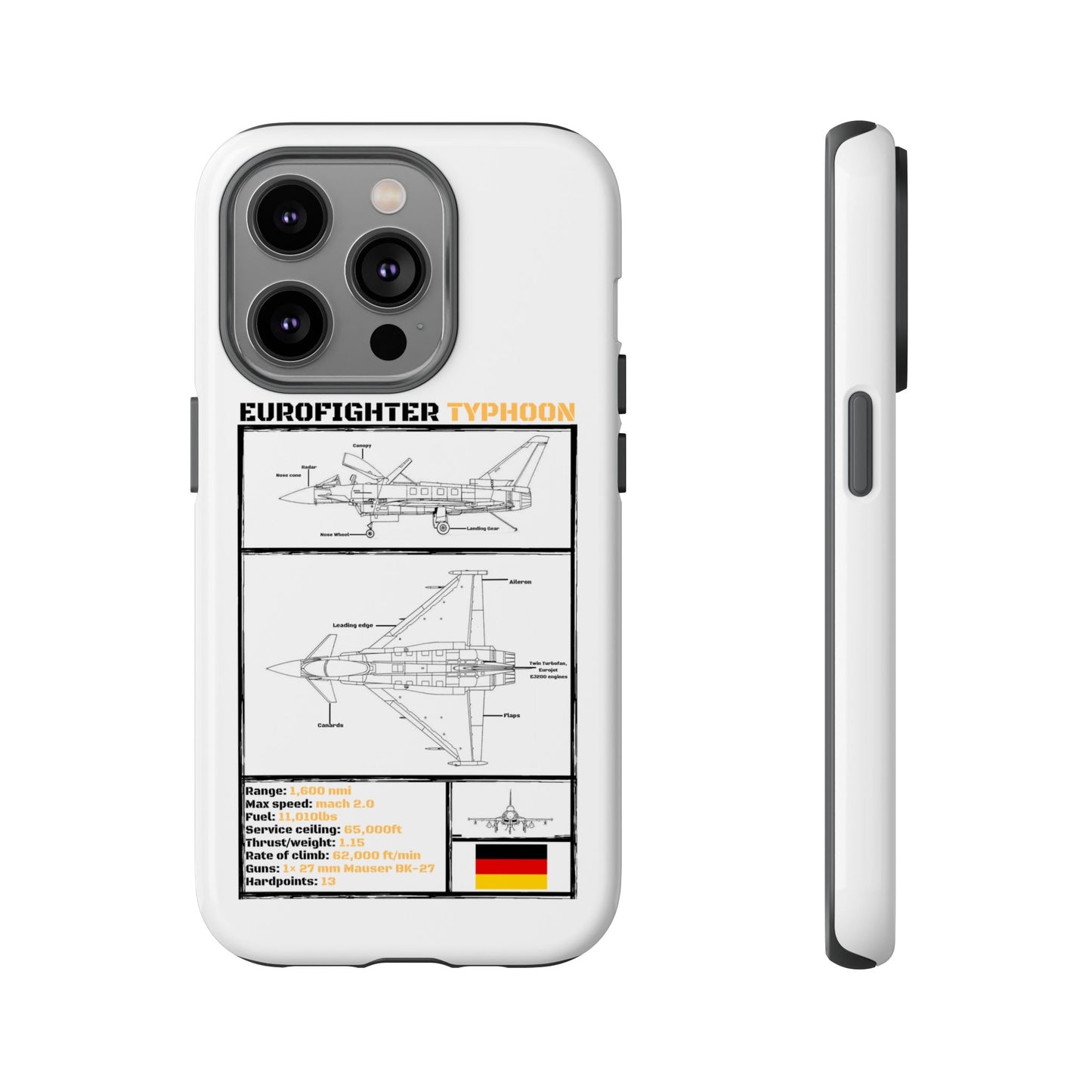 Eurofighter typhoon Schematic edition phone case (Luftwaffe Colour-Way)