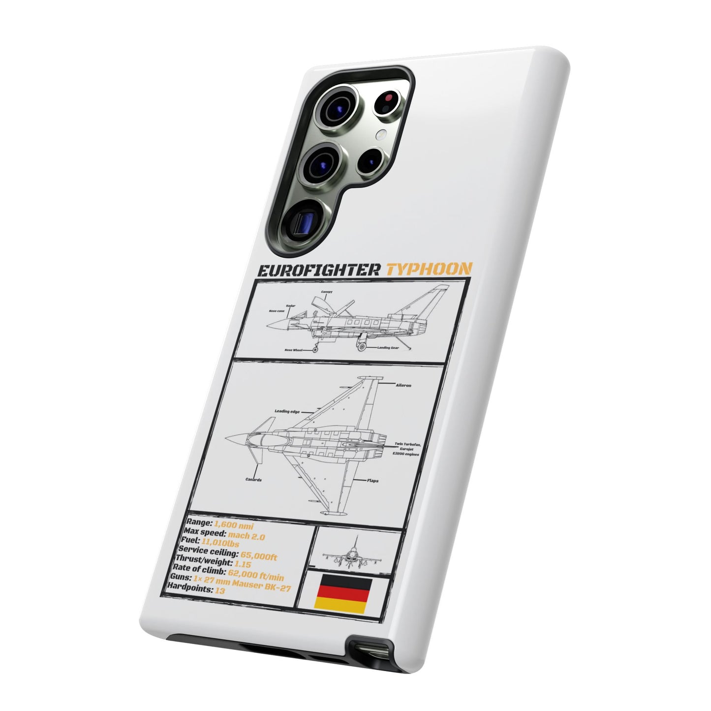 Eurofighter typhoon Schematic edition phone case (Luftwaffe Colour-Way)