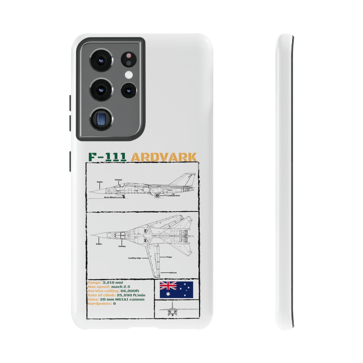 F111 Aardvark  Schematic Durable Phone Case (RAAF colouways)