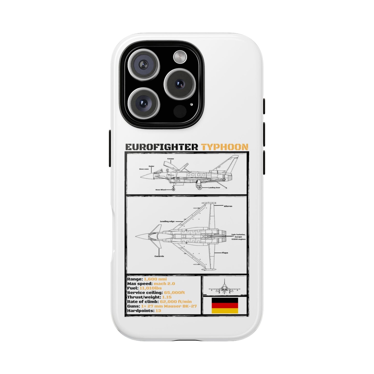 Eurofighter typhoon Schematic edition phone case (Luftwaffe Colour-Way)